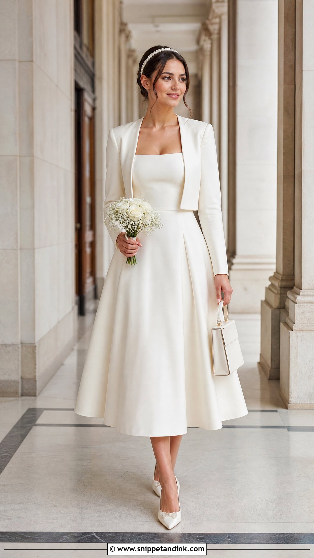 Square Neck A Line Civil Wedding Dress - Snippet and Ink - 20 Winter Civil Wedding Dress Ideas