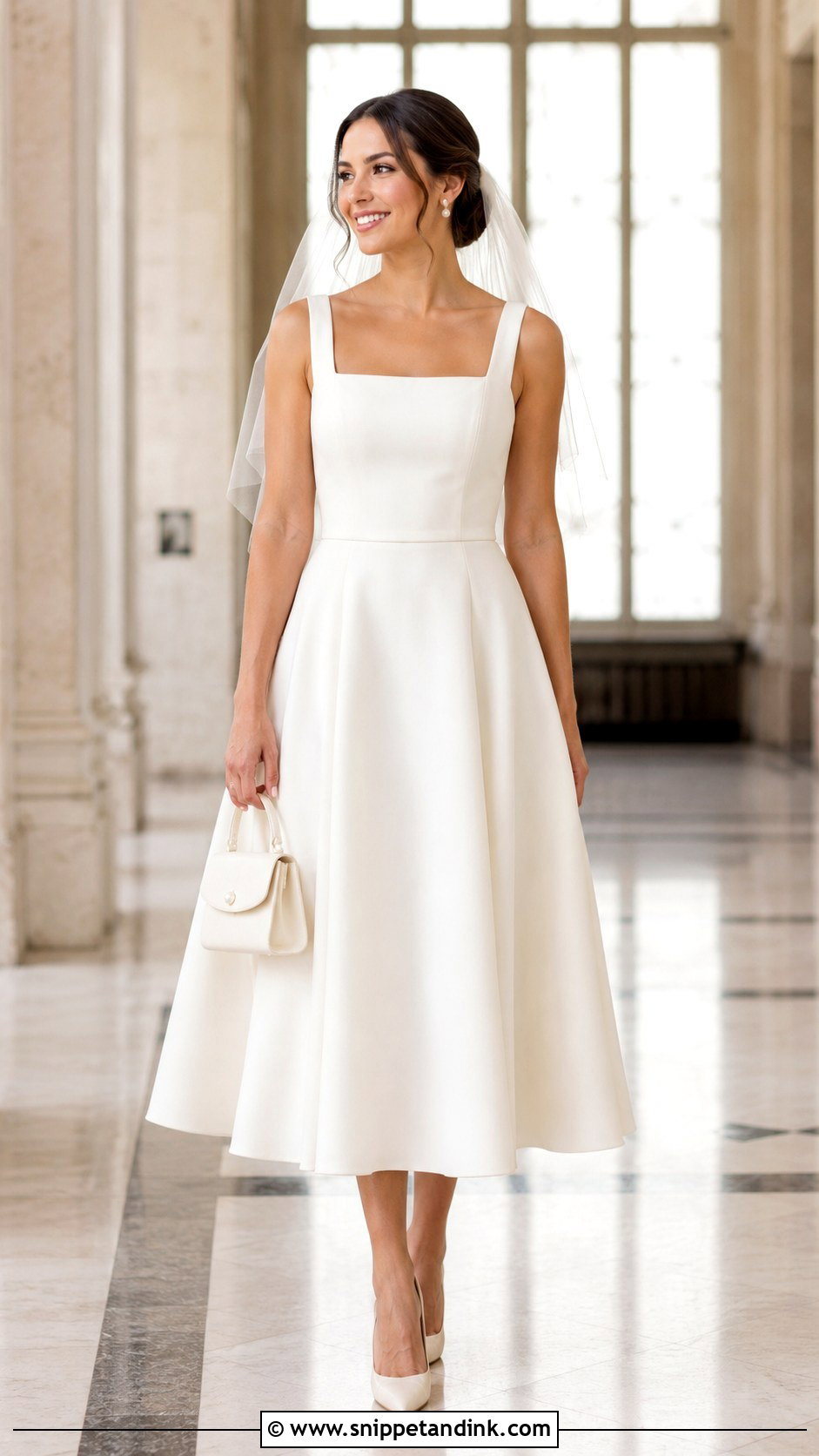 Square Neck A Line Courthouse Wedding Dress - Snippet and Ink - 20 Classy Courthouse Wedding Dress Ideas