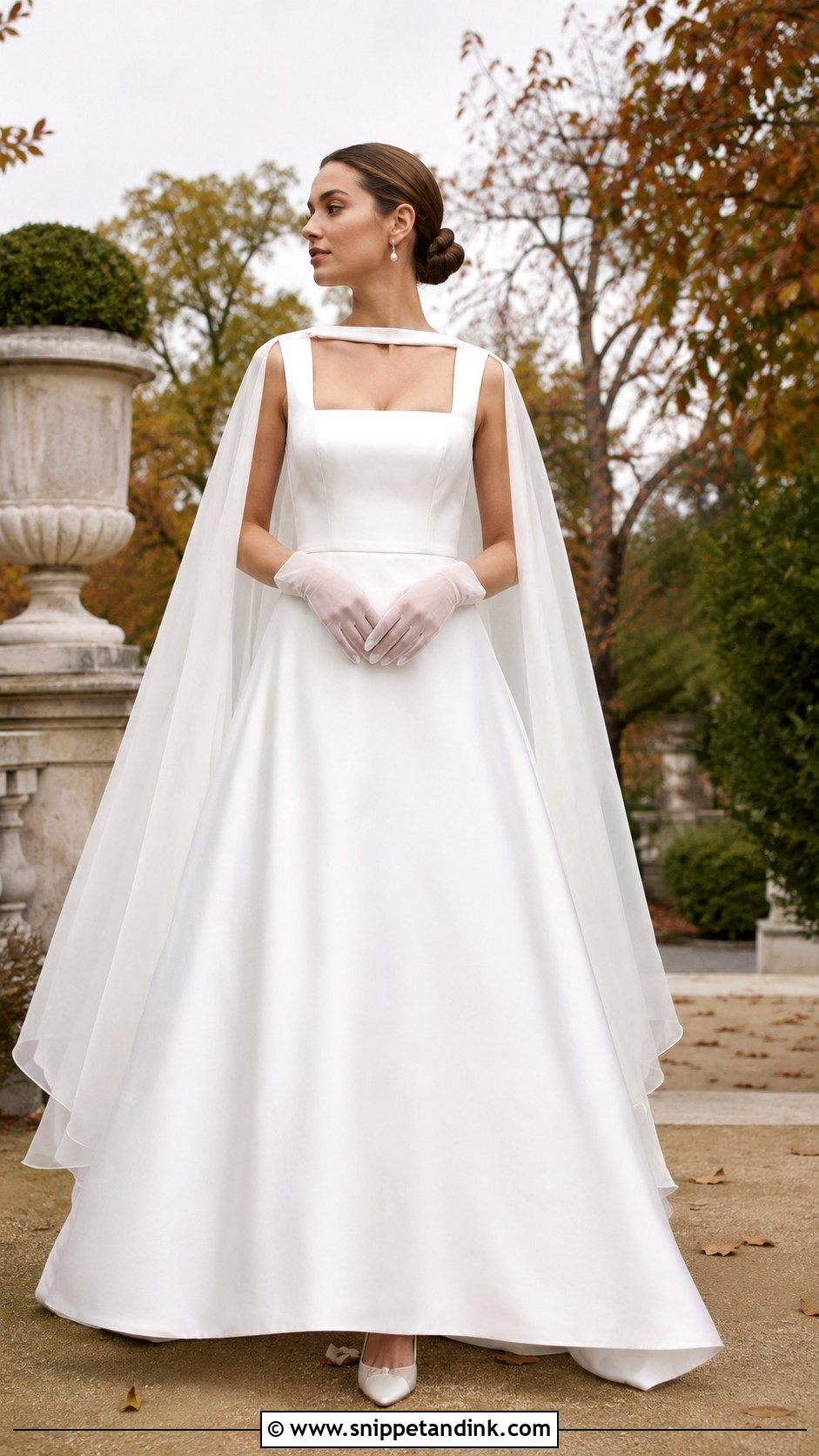 Square Neck A Line Fall Bridal Dress - Snippet and Ink - 20 Fall Bridal Dresses