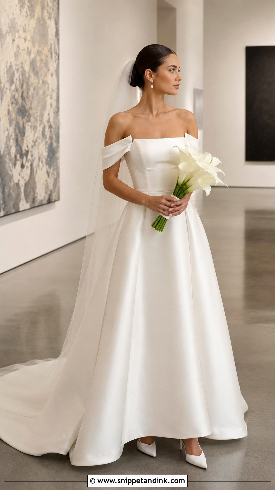 Square Neck A Line Off the Shoulder Wedding Dress - Snippet and Ink - 20 A Line Wedding Dress Off the Shoulder Ideas