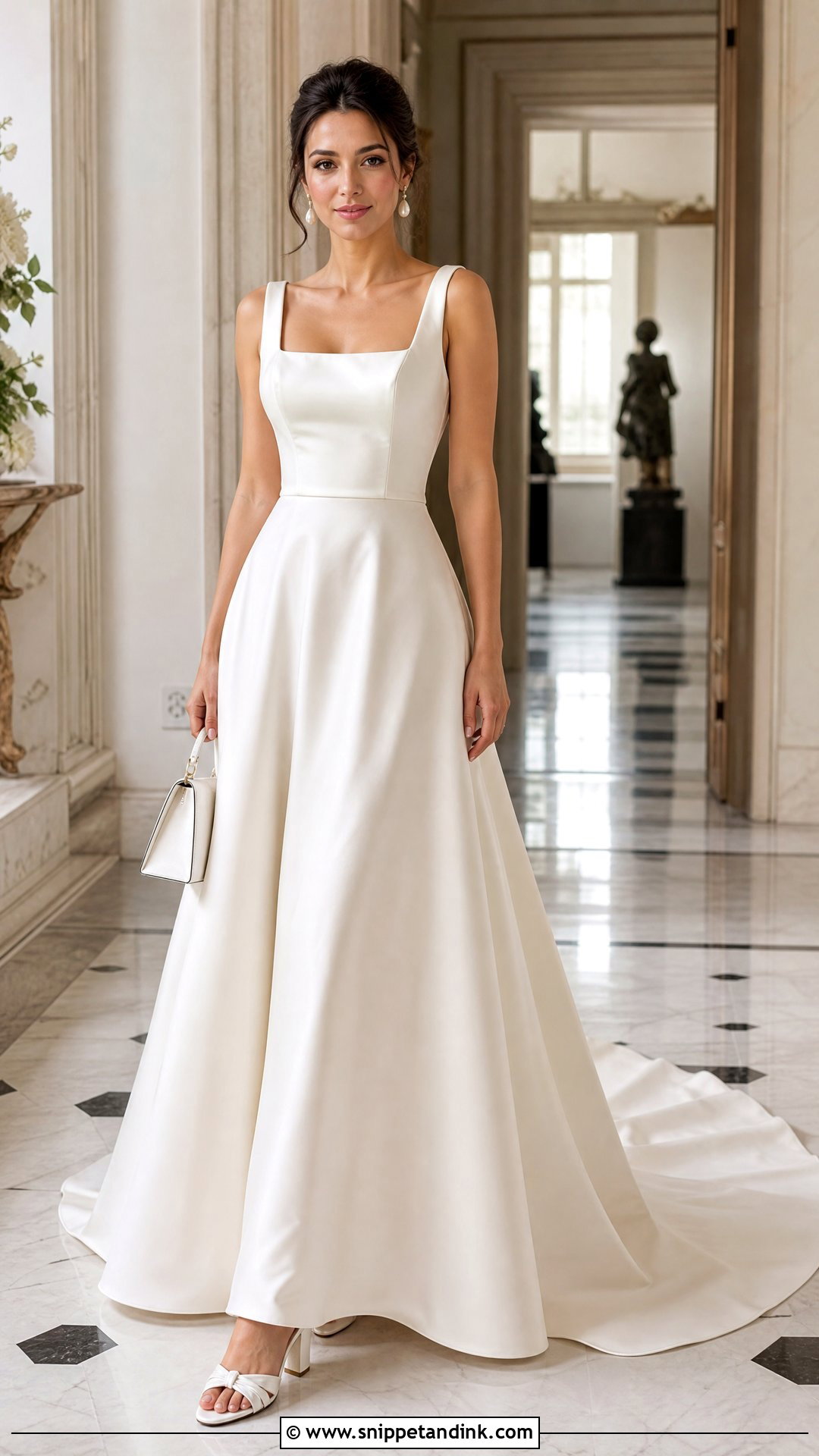 Square Neck A Line Trail Gown - Snippet and Ink - 20 Trail Gown Ideas