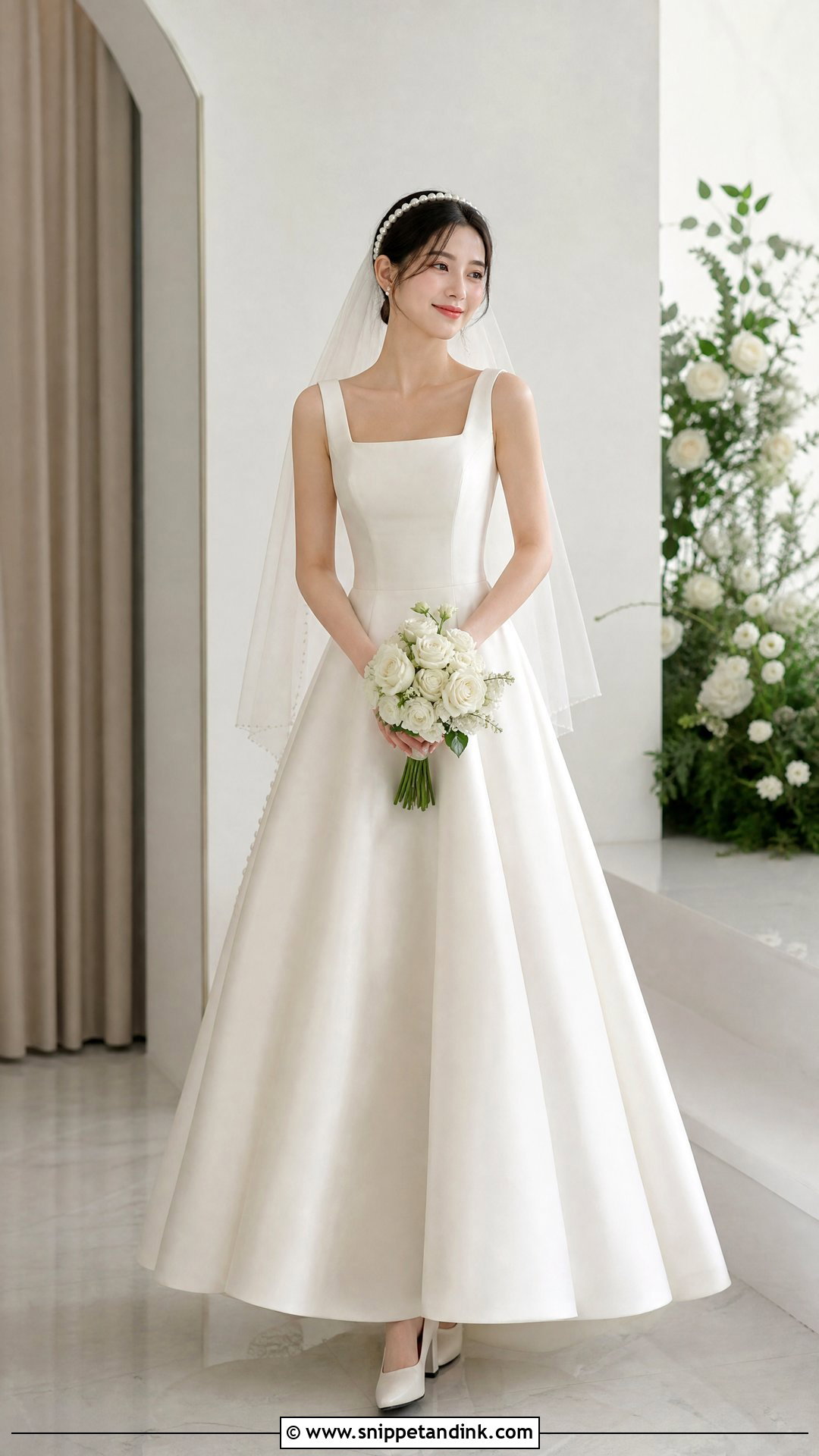 Square Neck A Line Ulzzang Wedding Dress - Snippet and Ink - 20 Ulzzang Wedding Dress Ideas