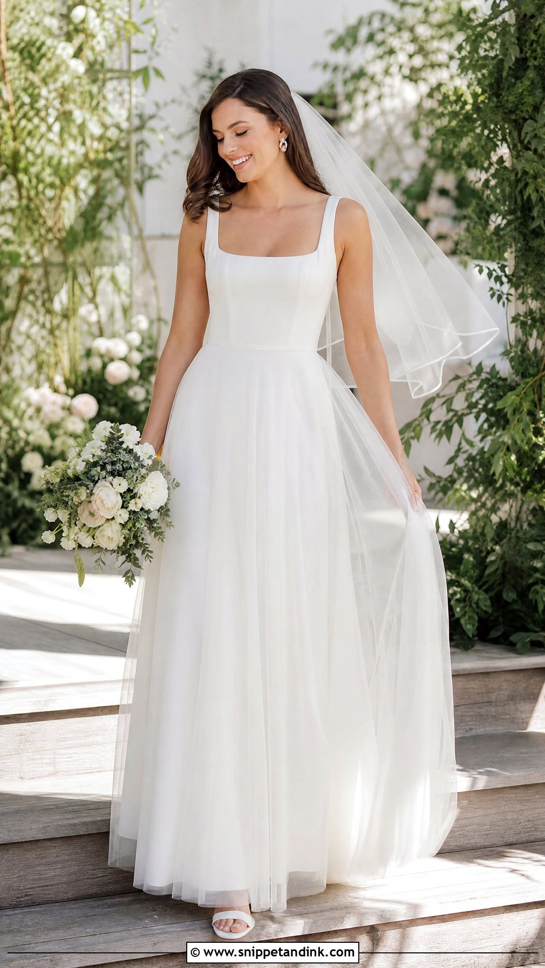 Square Neck A Line Wedding Dress - Snippet and Ink - 25 Wedding Dresses Square Neckline