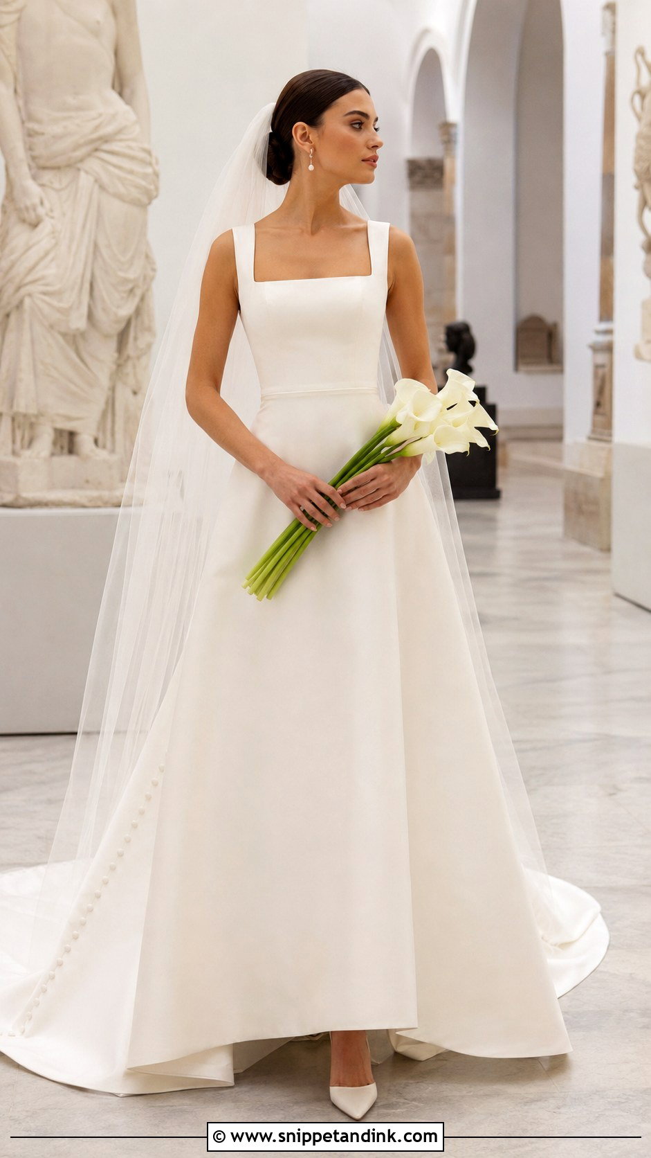 Square Neck A Line Wedding Dress - Snippet and Ink - 20 A Frame Wedding Dresses