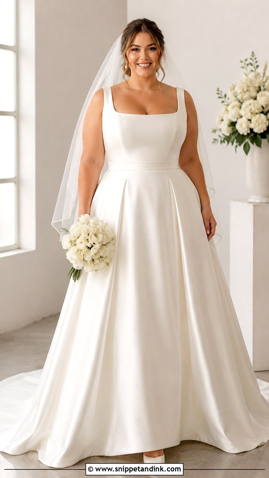 Square Neck A Line Wedding Dress - Snippet and Ink - 20 Big Bust Wedding Dresses