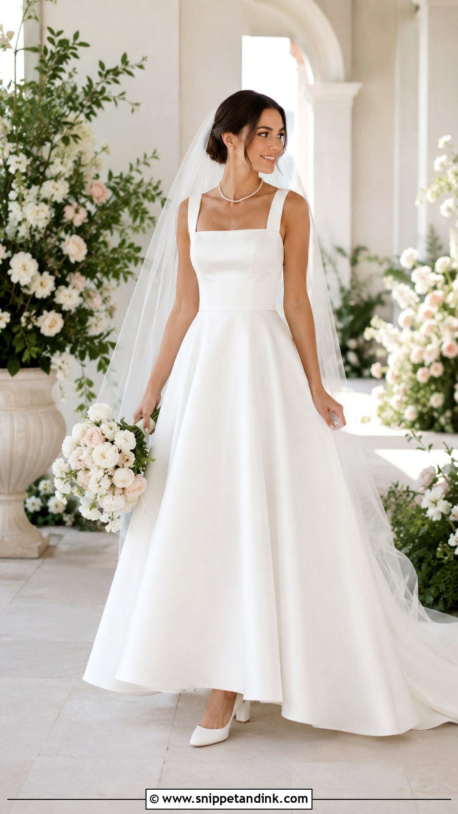 Square Neck A Line Wedding Dress - Snippet and Ink - 20 Classic Elegant Timeless Wedding Dress Ideas