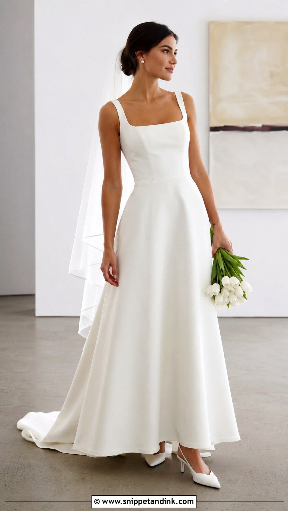 Square Neck A Line Wedding Dress - Snippet and Ink - 20 Classic Modern Wedding Dress Ideas