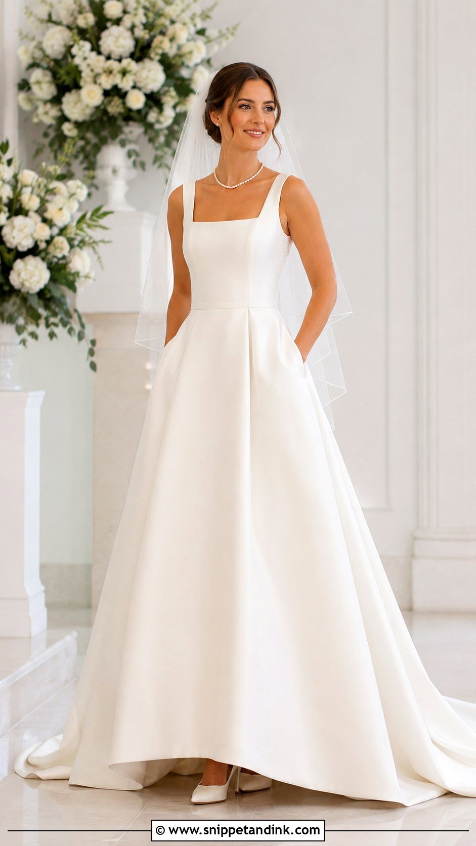 Square Neck A Line Wedding Dress - Snippet and Ink - 20 Comfy Wedding Dress Ideas