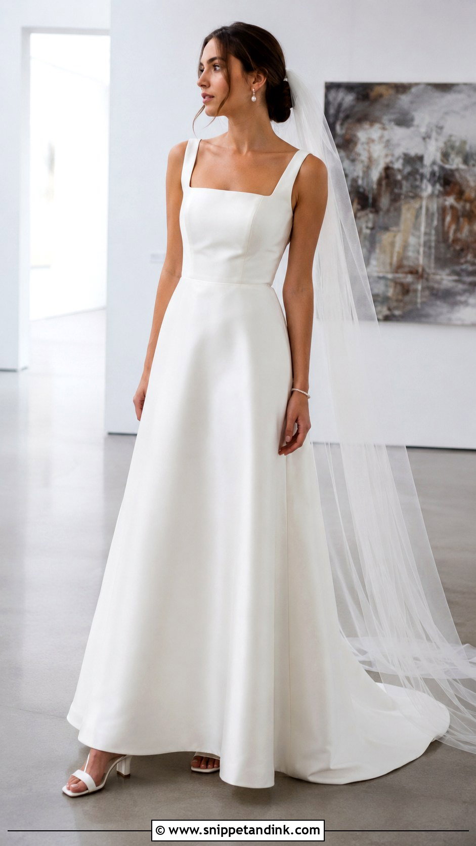 Square Neck A Line Wedding Dress - Snippet and Ink - 20 Glamour Wedding Dress Ideas