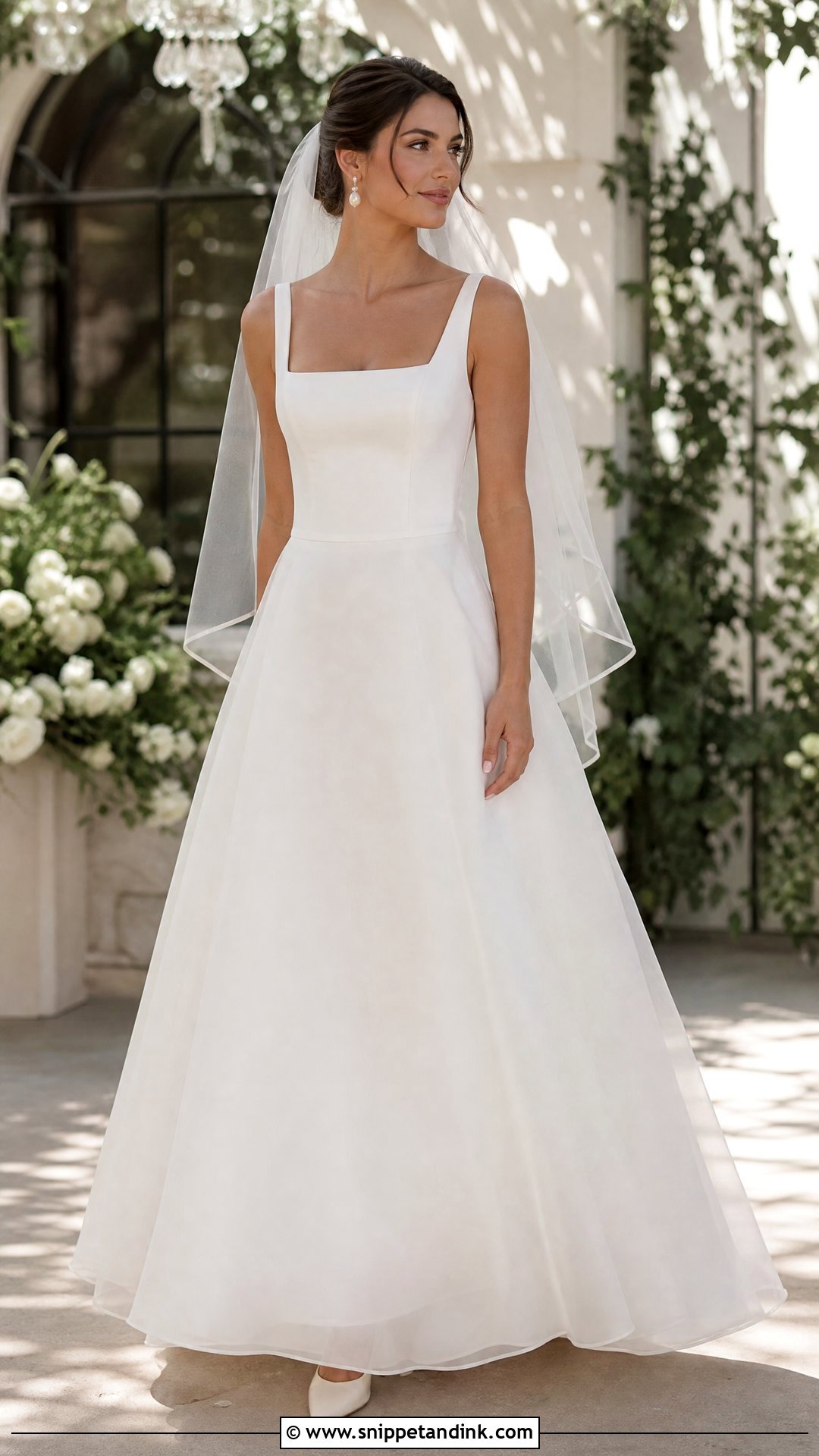 Square Neck A Line Wedding Dress - Snippet and Ink - 20 Square Wedding Dress Ideas