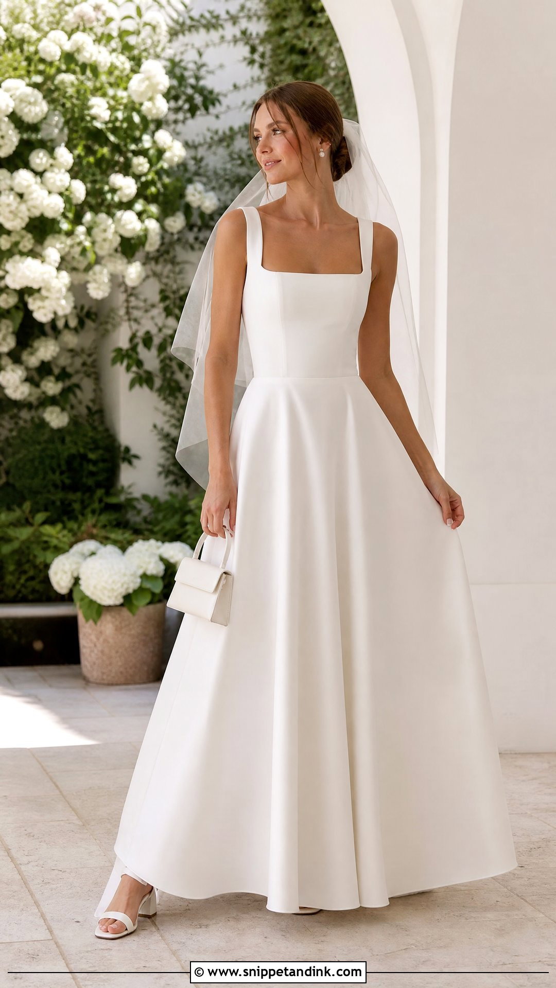 Square Neck A Line Wedding Dress - Snippet and Ink - 20 Unique Elegant Wedding Dresses