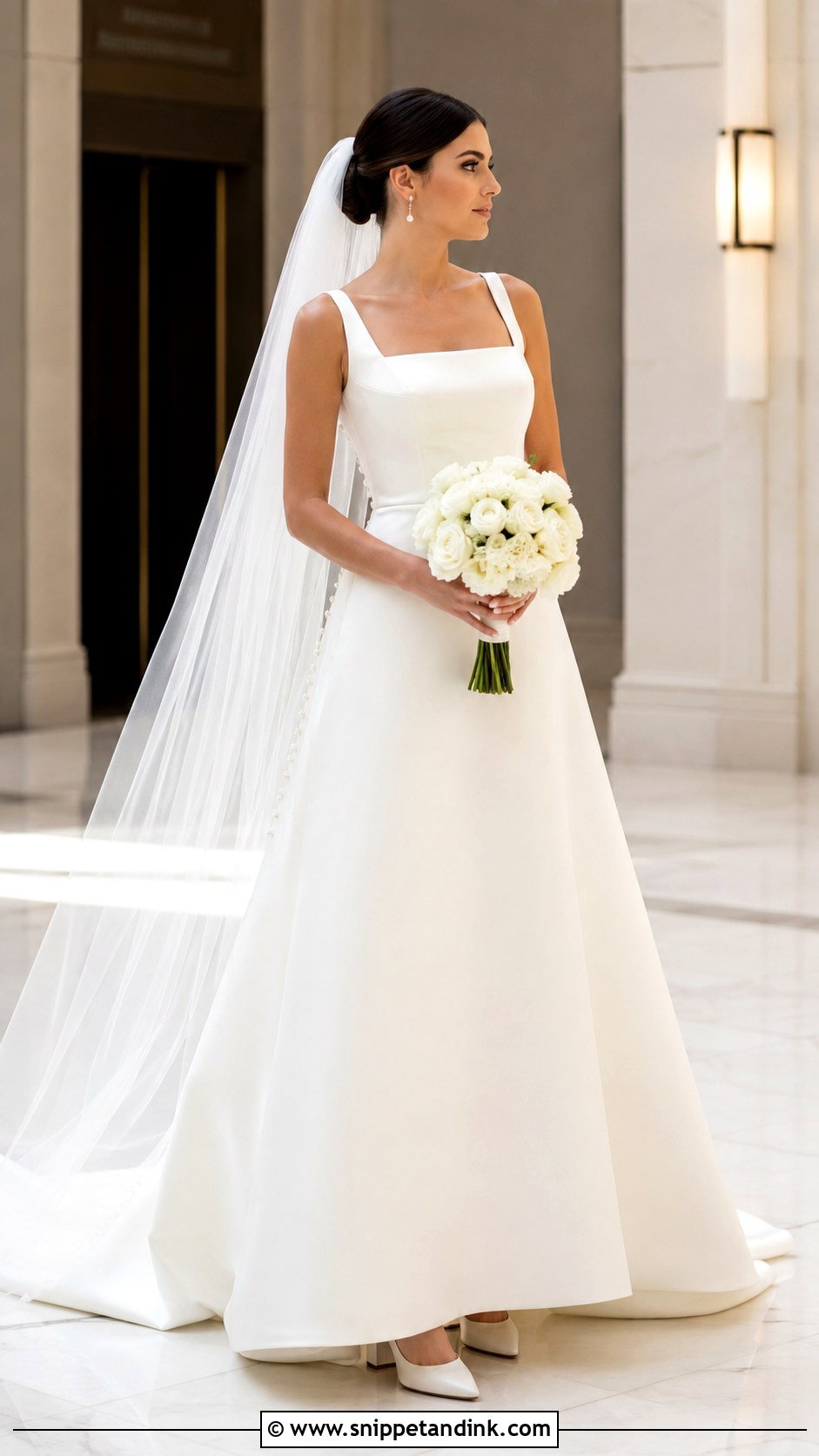 Square Neck A Line Wedding Dress - Snippet and Ink - 20 Grand Wedding Dress Ideas