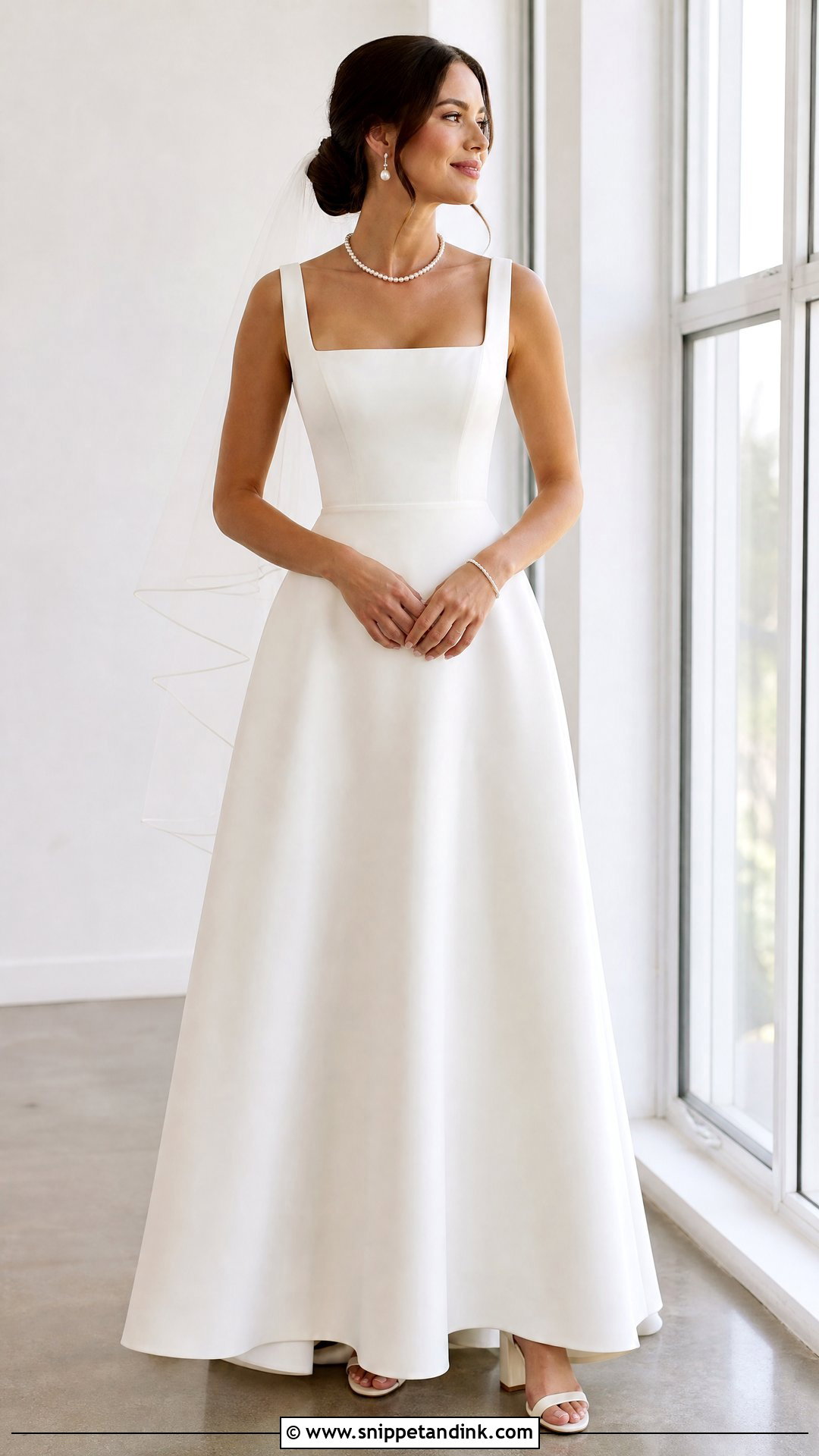 Square Neck A Line Wedding Dress - Snippet and Ink - 20 Wedding Dresses Women