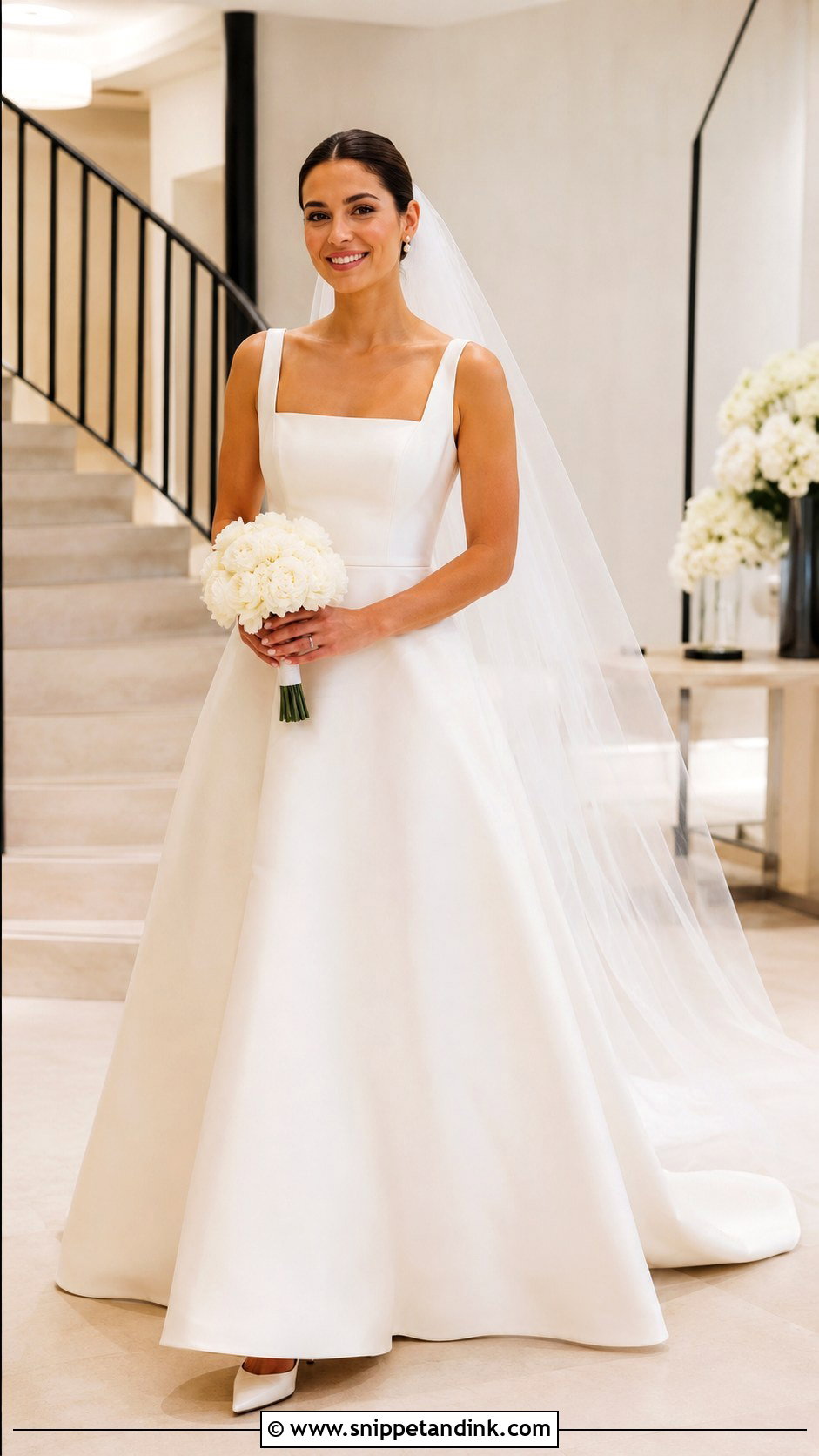 Square Neck A Line Wedding Dress - Snippet and Ink - 20 Minimal Wedding Dresses