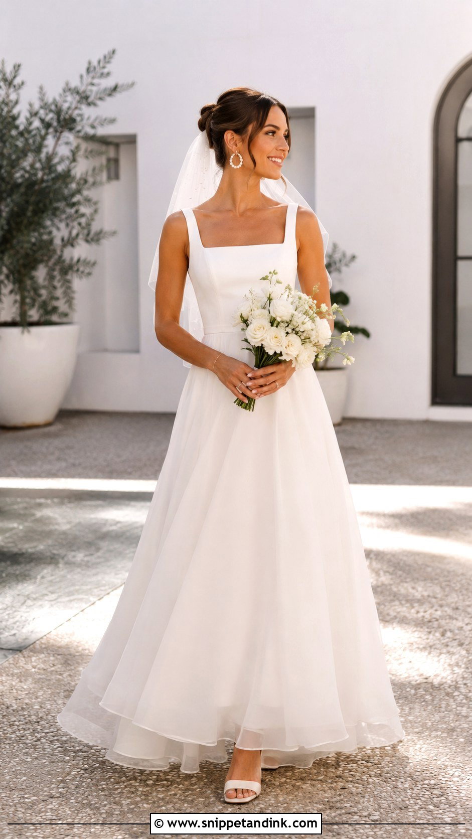 Square Neck A Line Wedding Dress - Snippet and Ink - 20 Modern Romantic Wedding Dress Ideas
