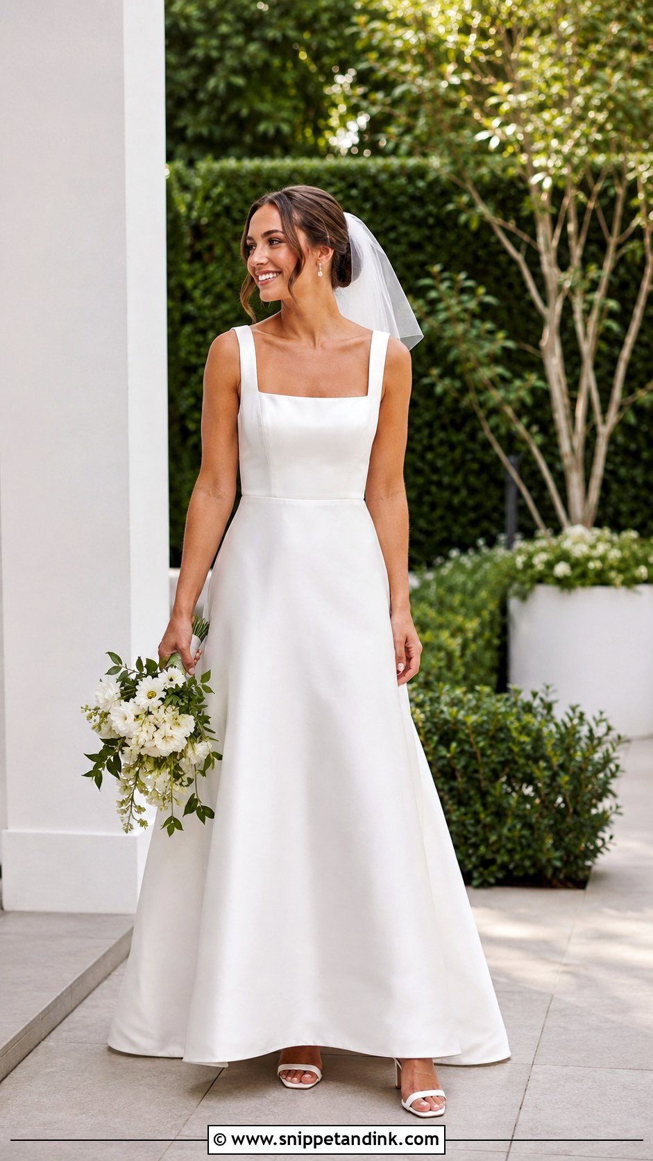 Square Neck A Line Wedding Dress - Snippet and Ink - 20 Simple But Elegant Wedding Dresses