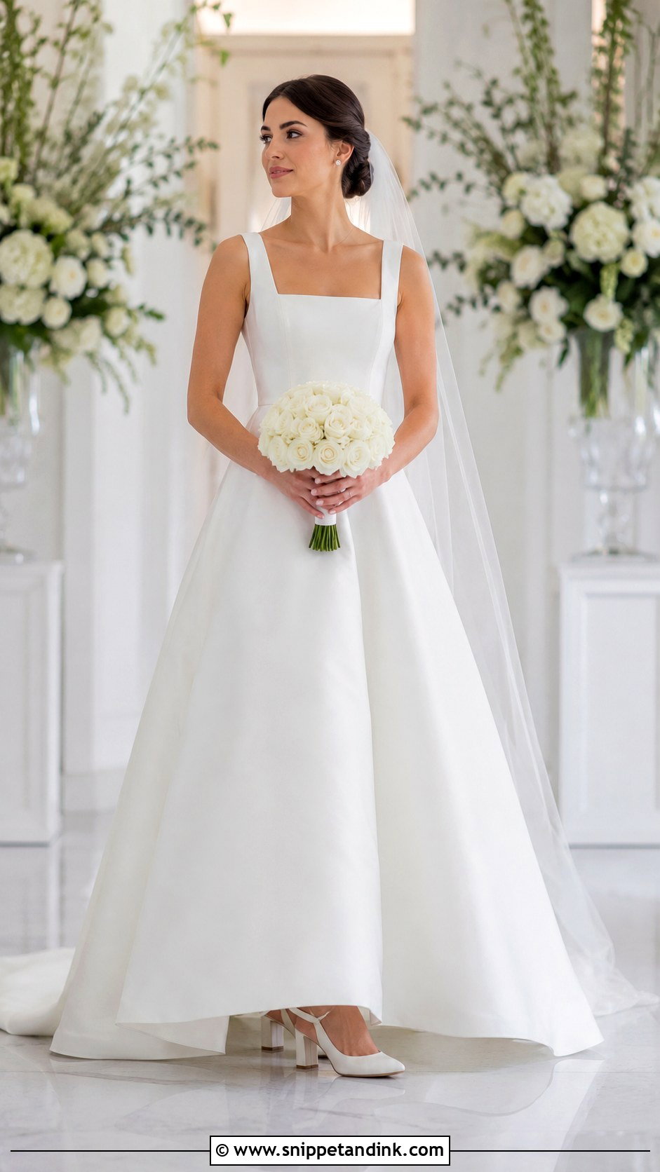 Square Neck A Line Wedding Dress - Snippet and Ink - 20 Simple Chic Wedding Dress Ideas