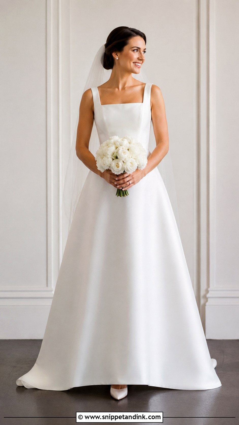 Square Neck A Line Wedding Dress With Pumps - Snippet and Ink - 20 Very Simple Wedding Dress Ideas