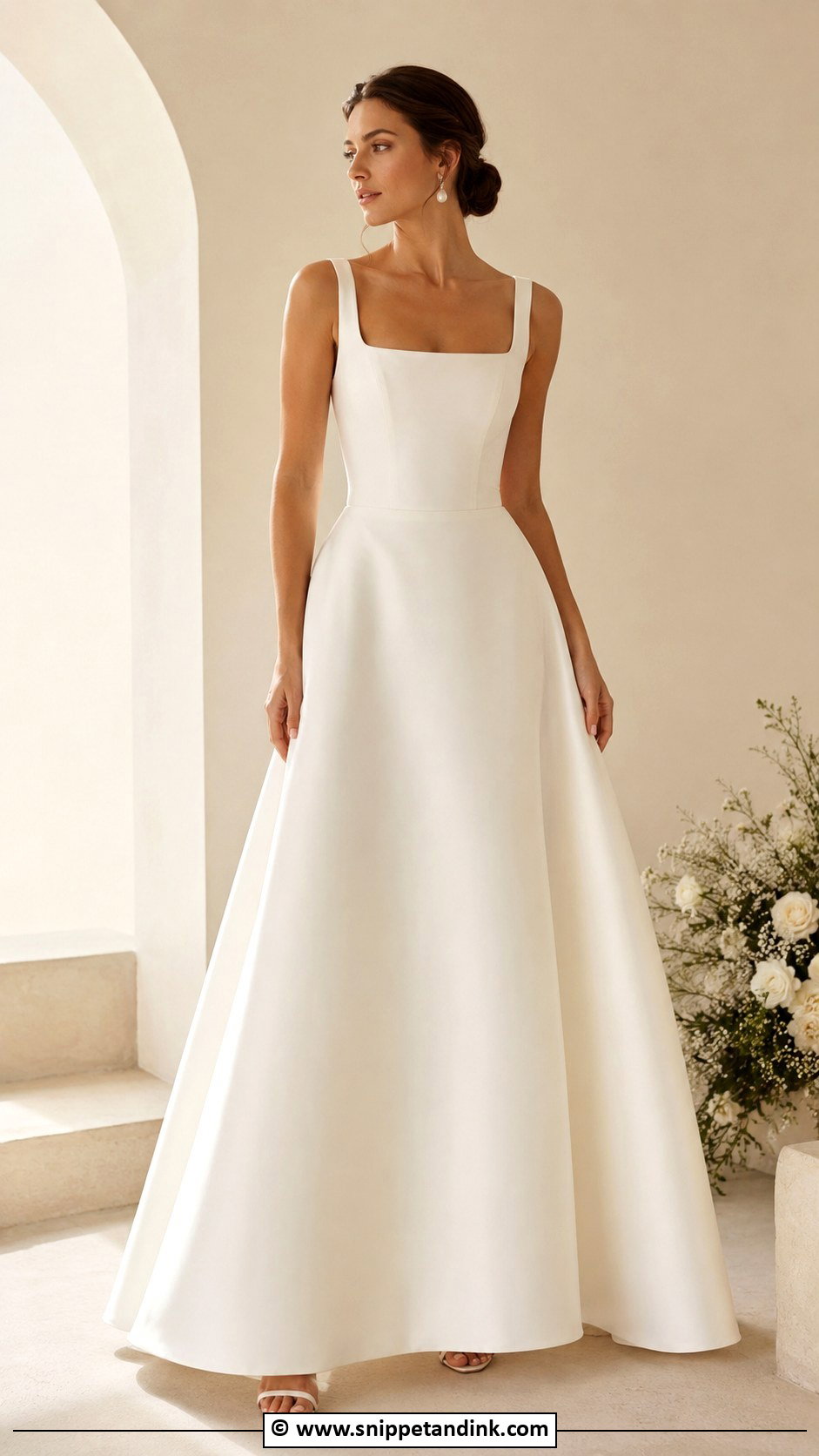 Square Neck A Line Wedding Dress - Snippet and Ink - 30 A-Line Wedding Dress Ideas