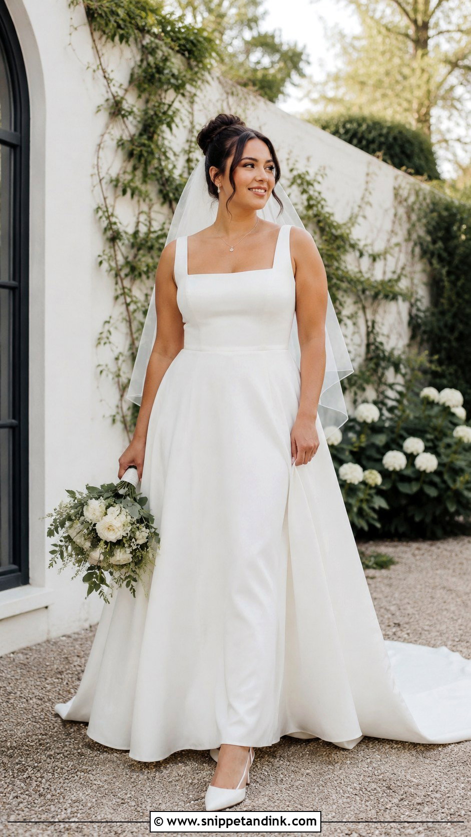 Square Neck A Line Wedding Gown - Snippet and Ink - 20 Modern Wedding Gown Ideas