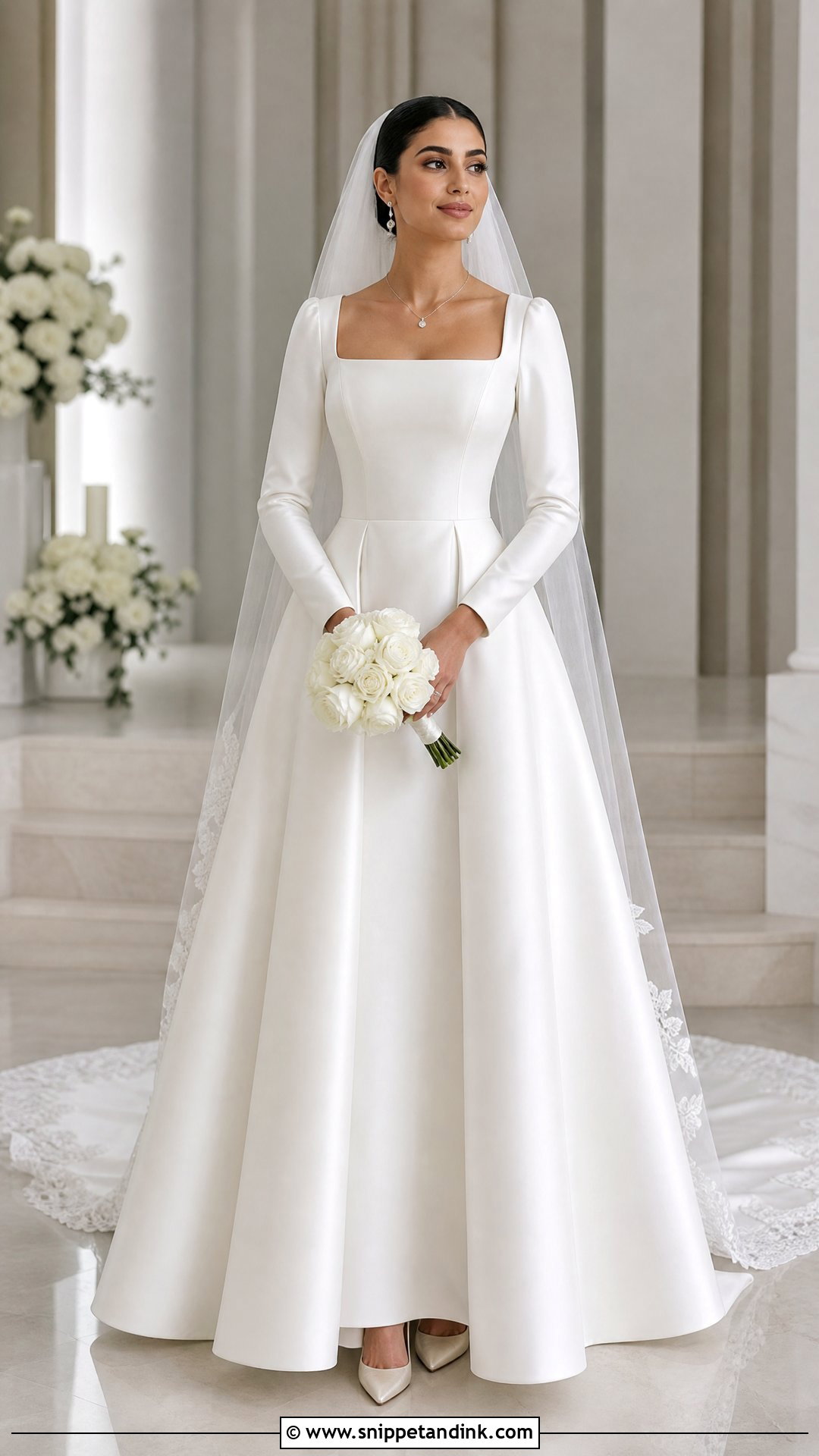 Square Neck Arab Wedding Dress - Snippet and Ink - 25 Arab Wedding Dresses