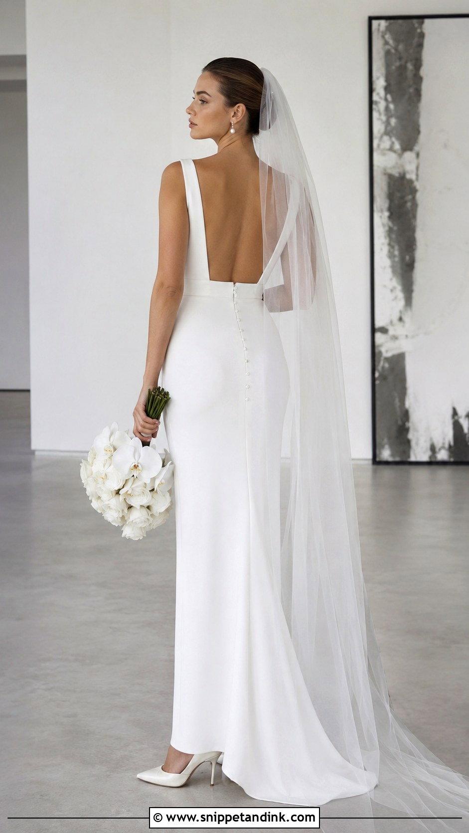 Square Neck Backless Bridal Gown - Snippet and Ink - 20 Backless Bridal Gowns