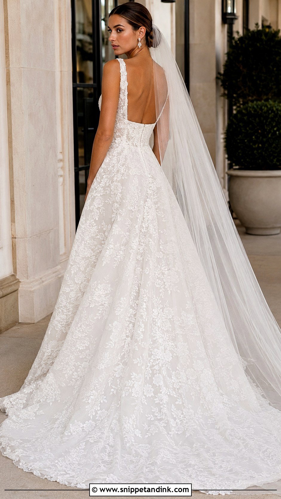 Square Neck Backless Lace Wedding Dress - Snippet and Ink - 20 Backless Lace Wedding Dress Ideas