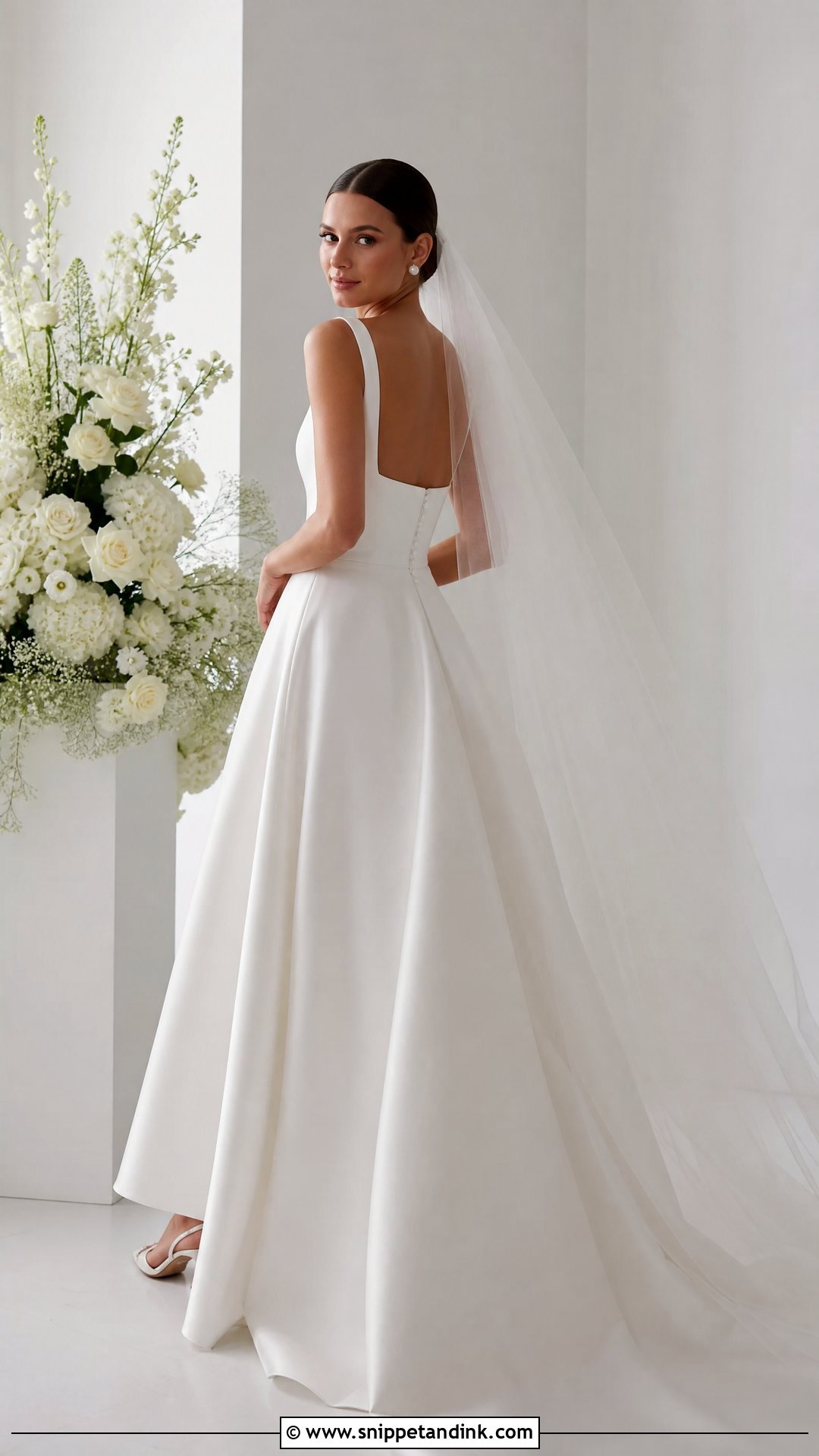Square Neck Backless Wedding Dress - Snippet and Ink - 20 Simple Backless Wedding Dress Ideas