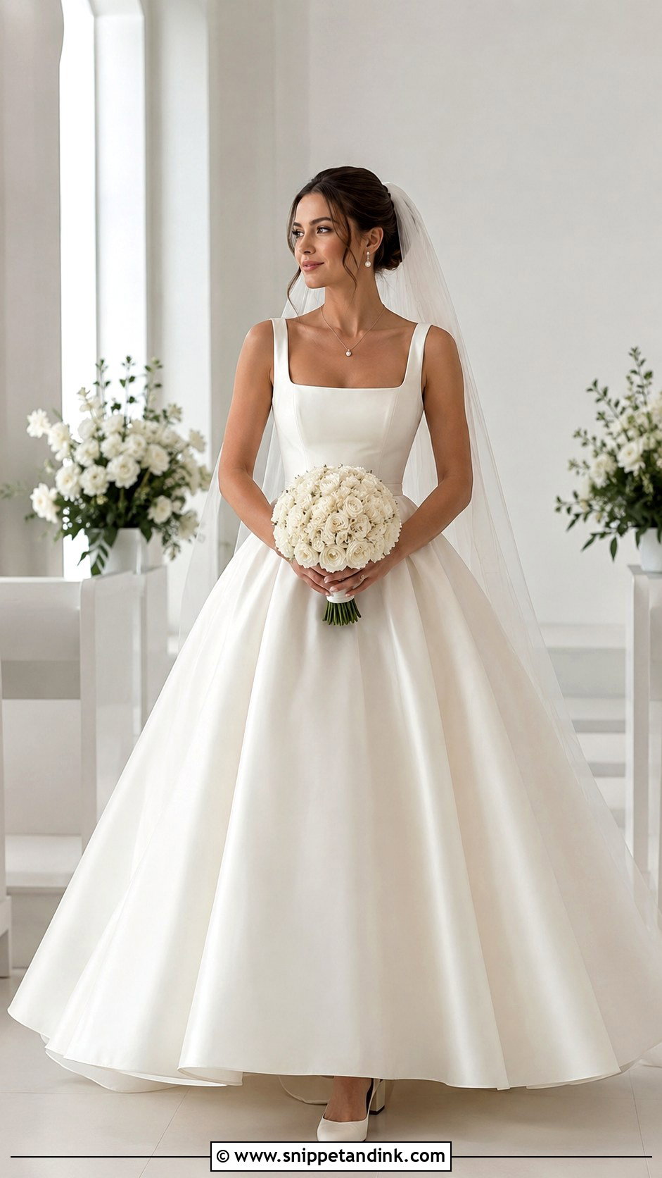 Square Neck Ball Gown Wedding Dress - Snippet and Ink - 20 Fluffy Wedding Dresses
