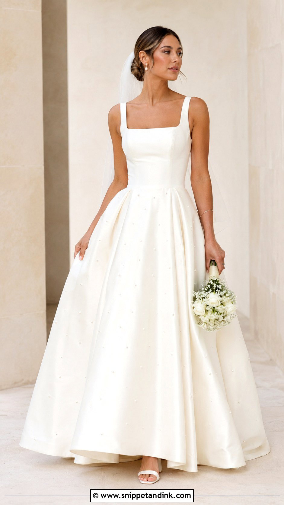 Square Neck Ball Gown Wedding Dress - Snippet and Ink - 30 Wedding Ball Gown Ideas