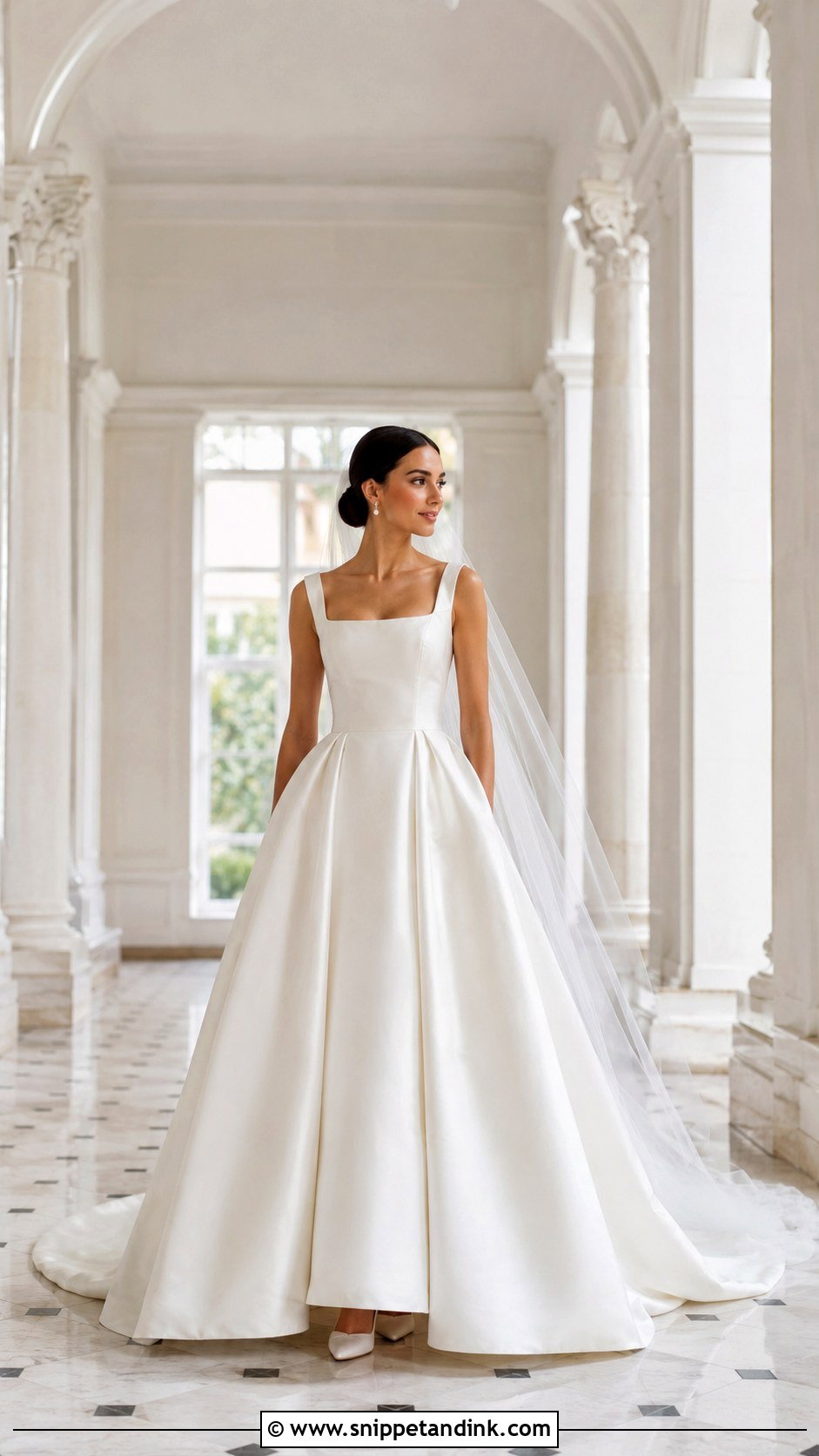 Square Neck Ballgown Wedding Dress - Snippet and Ink - 25 Elegant Wedding Dress Ballgown Fairytale Ideas