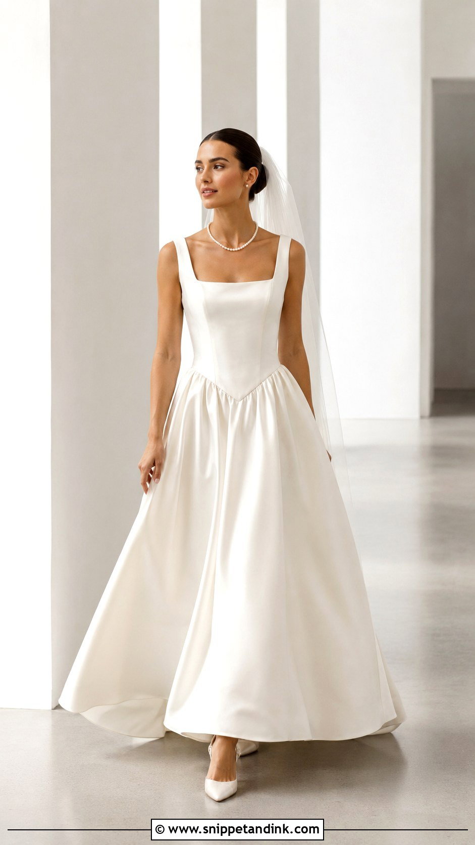 Square Neck Basque Waist Wedding Dress - Snippet and Ink - 20 Basque Waist Wedding Ideas