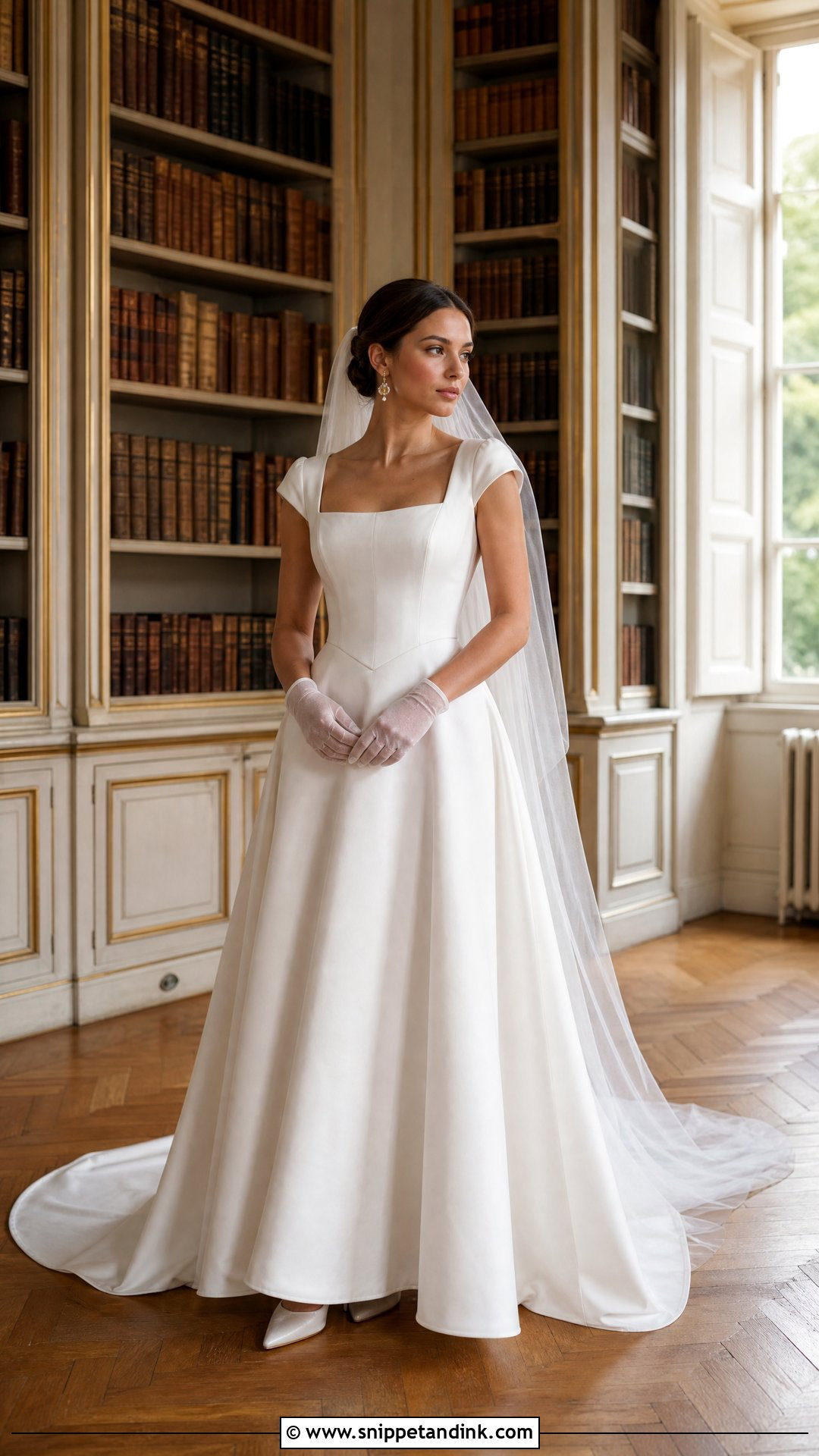Square Neck Basque Waist Wedding Dress - Snippet and Ink - 20 Vintage Basque Waist Wedding Dress Ideas