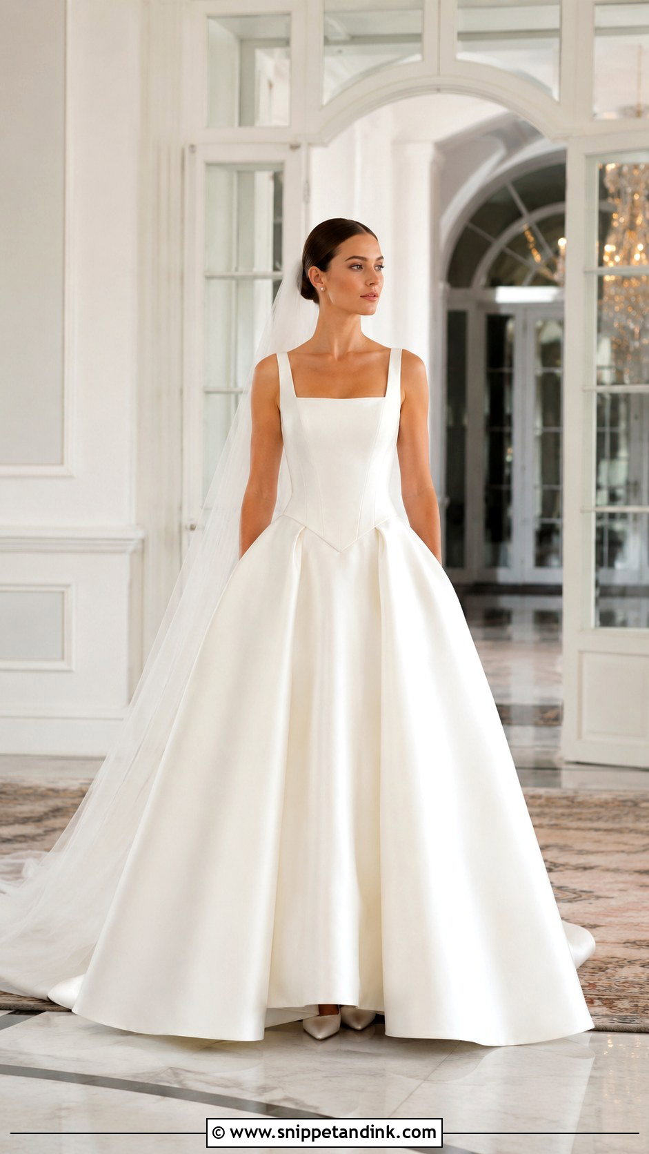 Square Neck Basque Waist Wedding Dress With Wide Straps - Snippet and Ink - 20 Basque Waist Wedding Dress with Straps Ideas