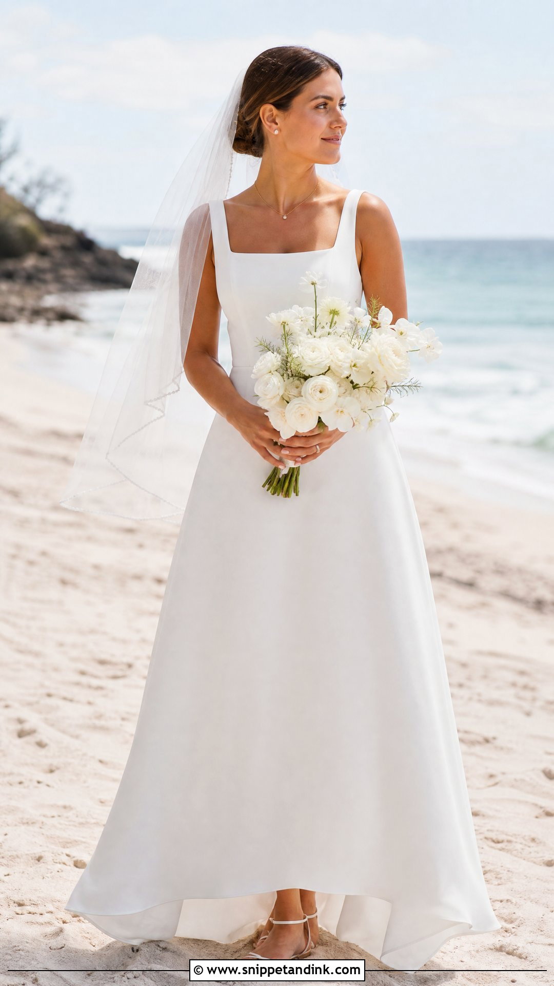 Square Neck Beach Wedding Dress - Snippet and Ink - 20 Summer Wedding Dress Beach Ideas