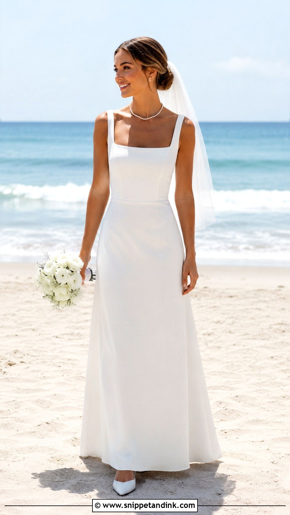 Square Neck Beach Wedding Dress - Snippet and Ink - 20 Beach Style Wedding Dresses