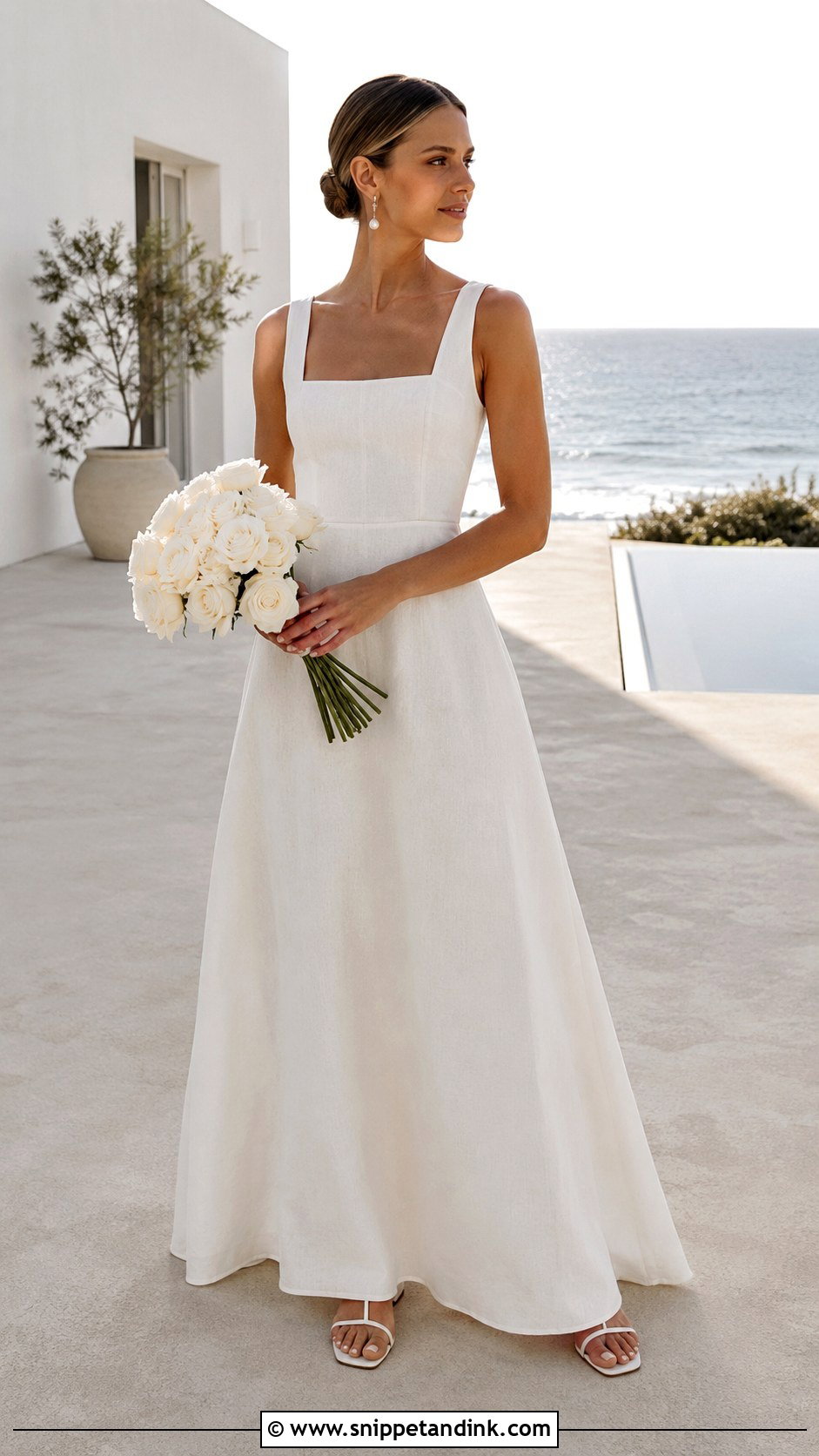 Square Neck Beach Wedding Dress - Snippet and Ink - 20 Destination Wedding Dress Beach Ideas