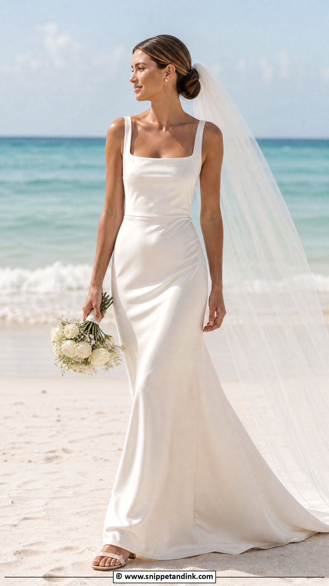 Square Neck Beach Wedding Dress - Snippet and Ink - 35 Beach Wedding Dress Ideas