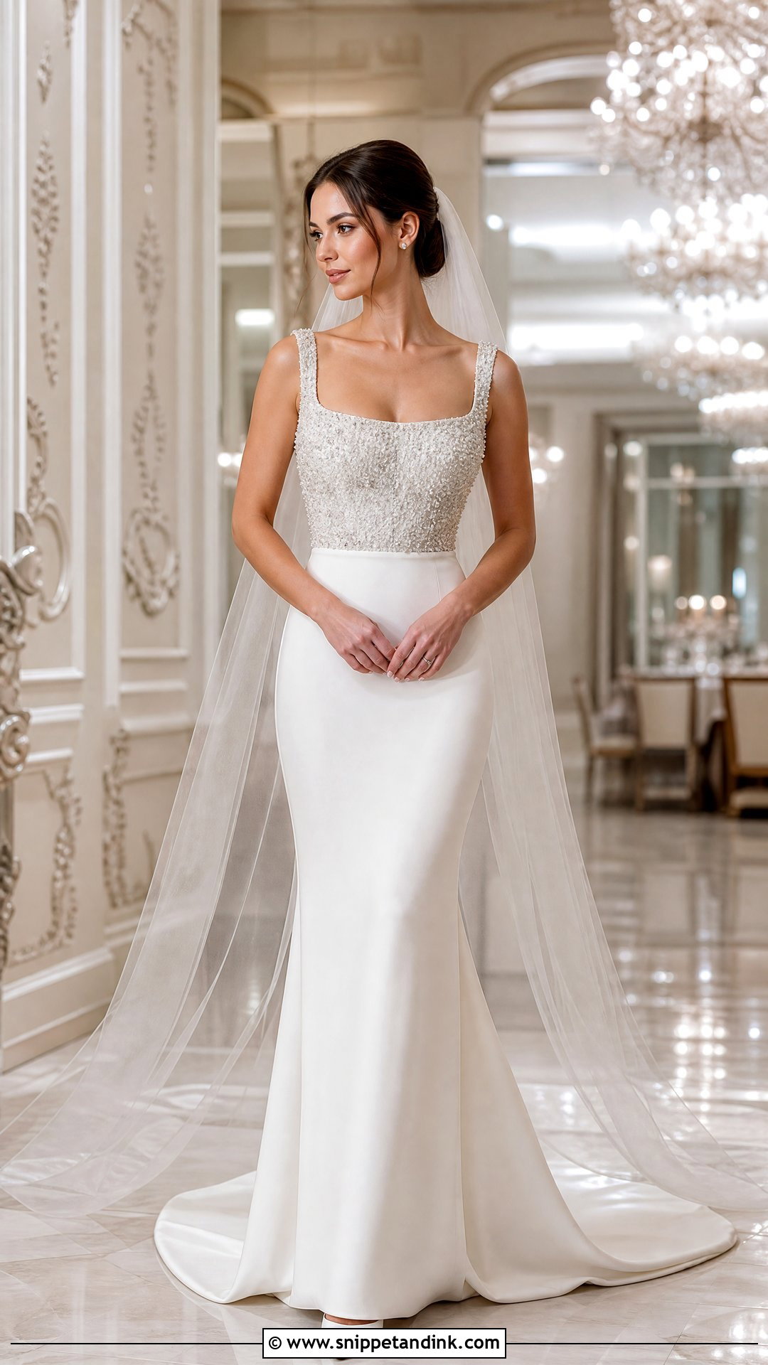Square Neck Beaded Wedding Dress - Snippet and Ink - 20 Square Neck Wedding Dresses