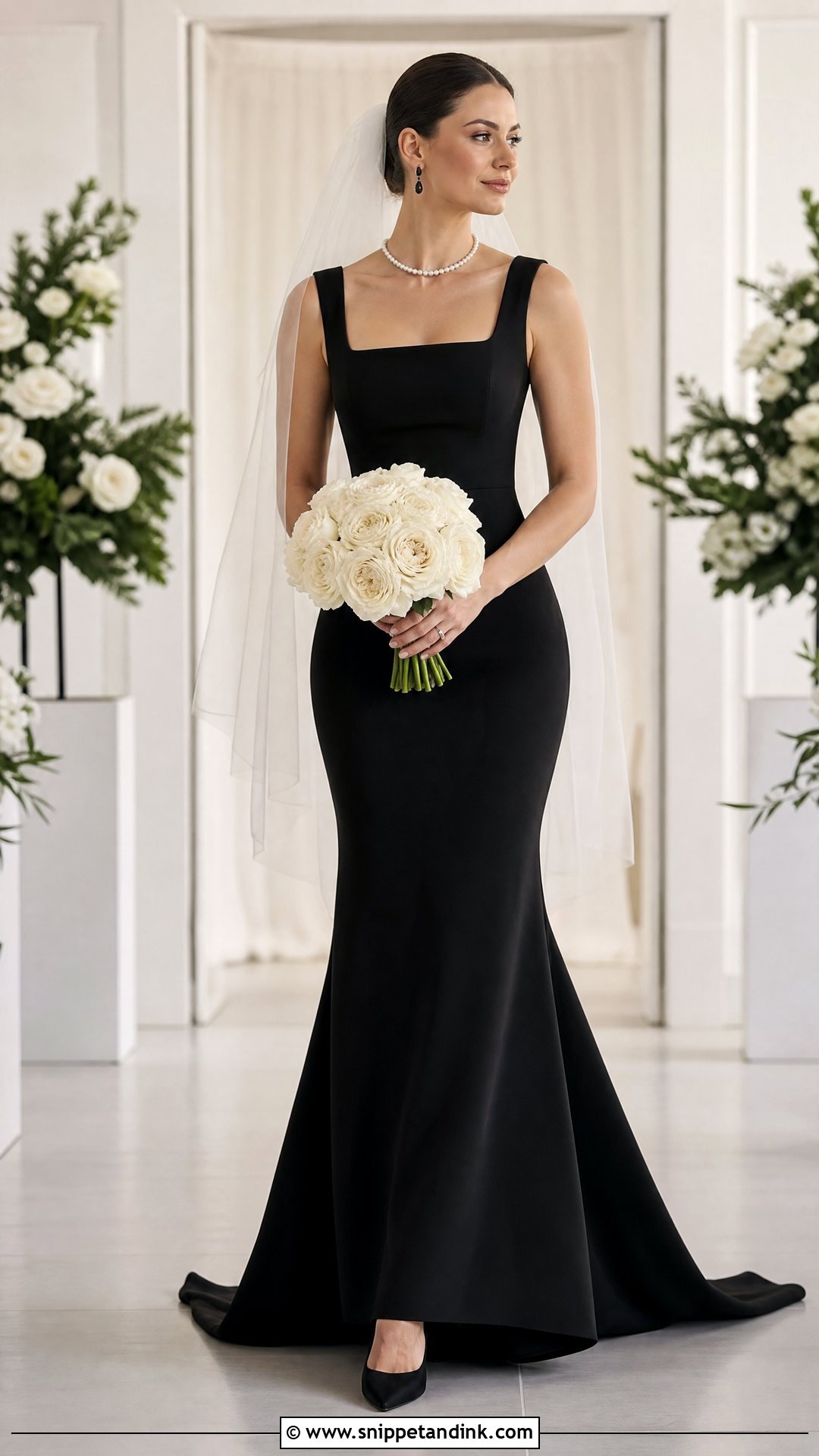 Square Neck Black Mermaid Wedding Dress - Snippet and Ink - 25 Black Mermaid Wedding Dress Ideas