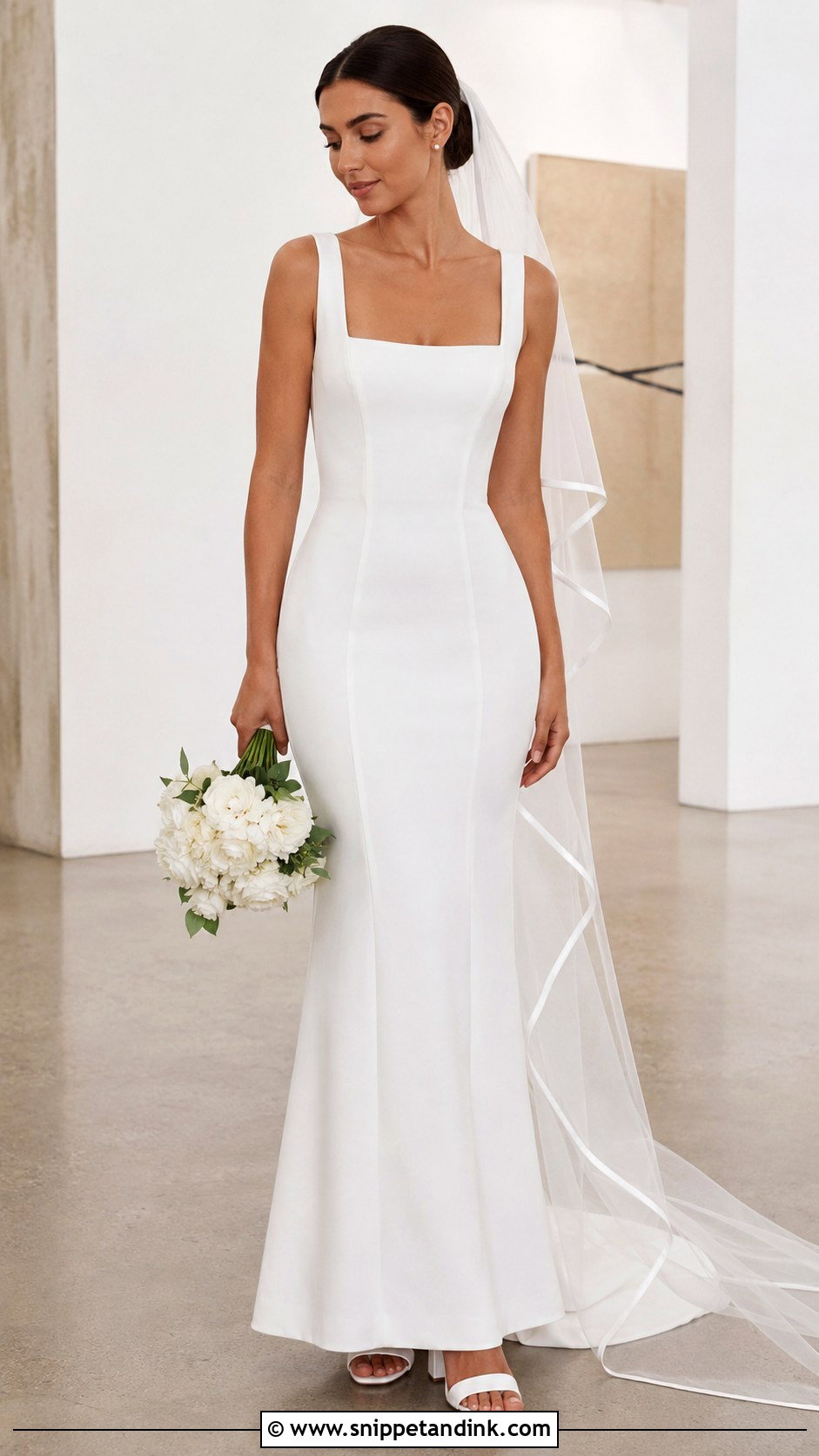 Square Neck Bodycon Wedding Dress - Snippet and Ink - 20 Bodycon Wedding Dresses
