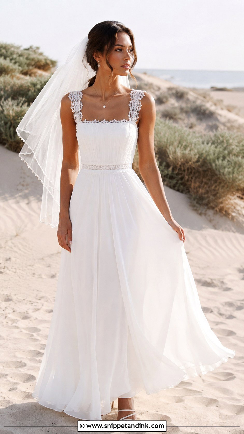 Square Neck Bohemian Beach Wedding Dress - Snippet and Ink - 20 Bohemian Beach Wedding Dress Ideas