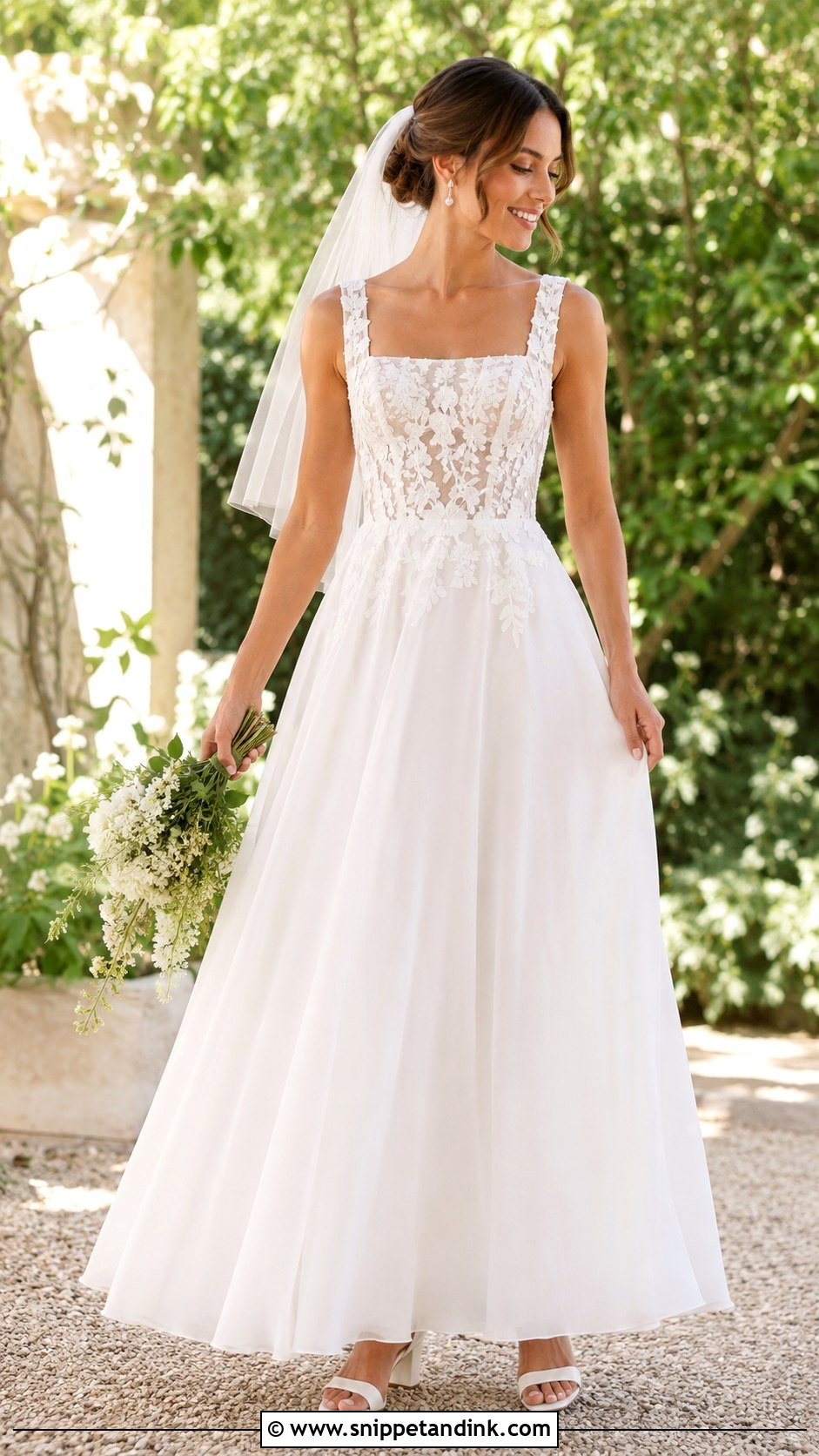 Square Neck Boho Bridal Gown - Snippet and Ink - 20 Boho Bridal Gowns