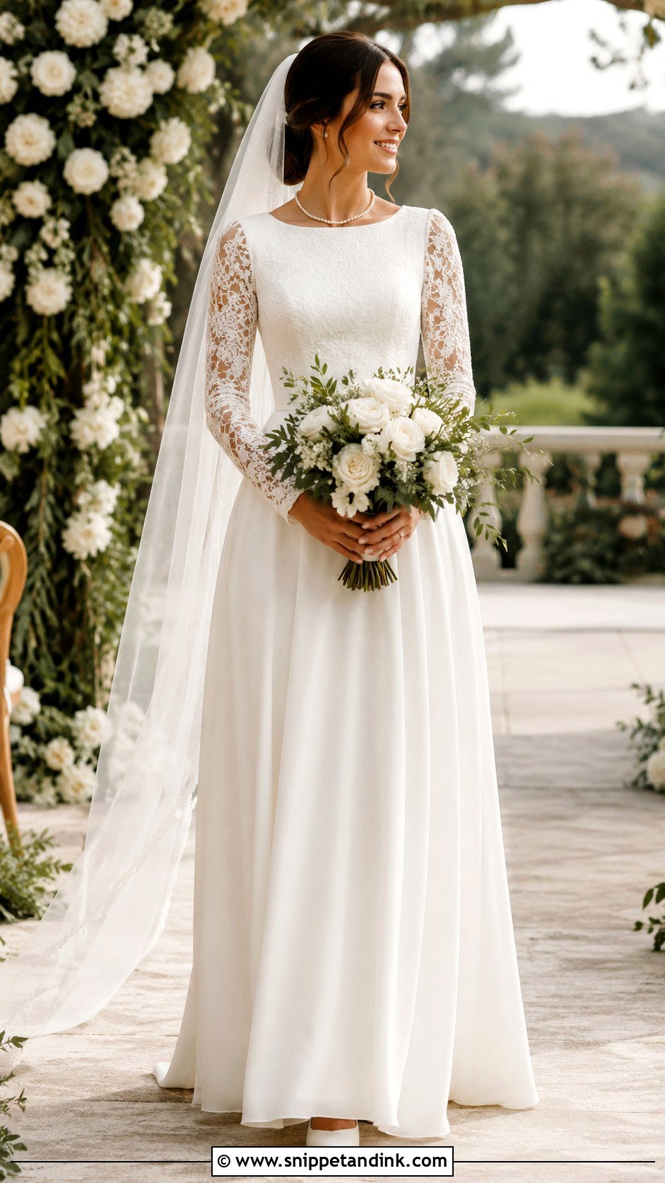 Square Neck Boho Modest Wedding Dress - Snippet and Ink - 20 Boho Modest Wedding Dress Ideas