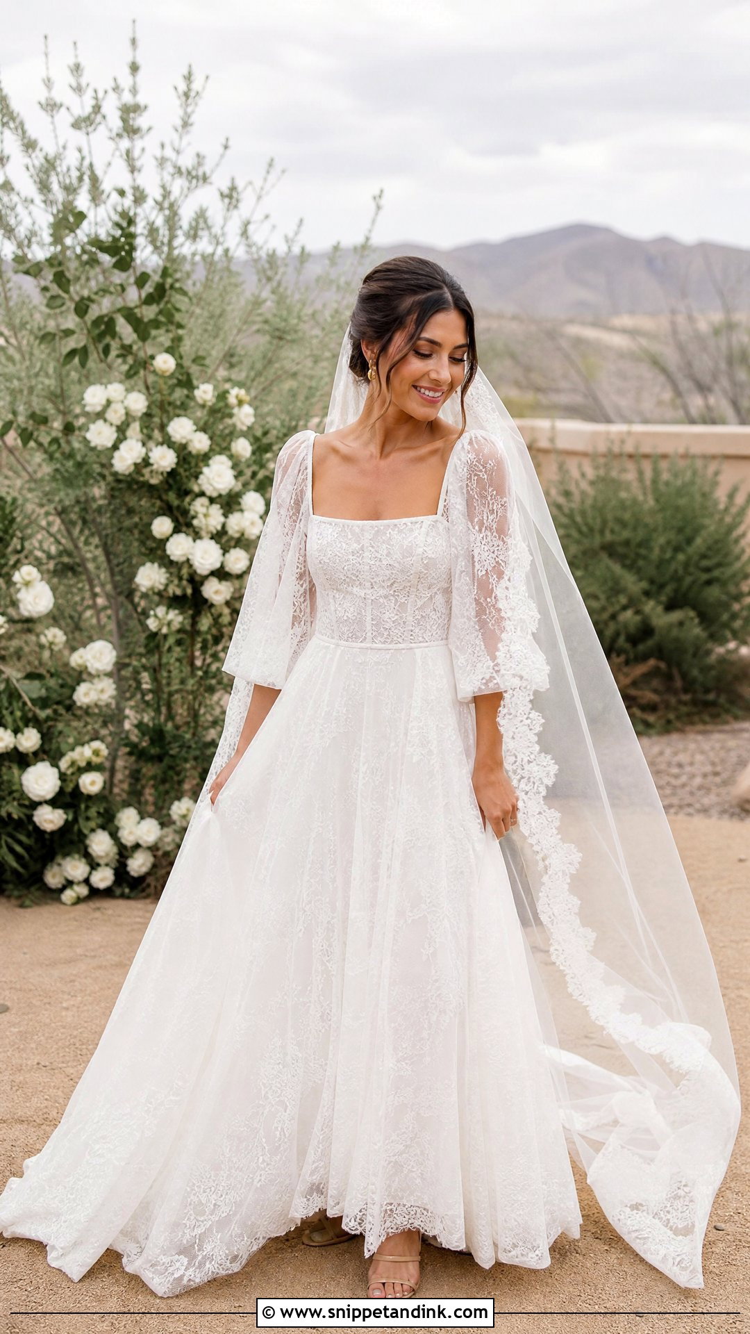 Square Neck Boho Wedding Dress - Snippet and Ink - 25 Wedding Dresses Square Neckline