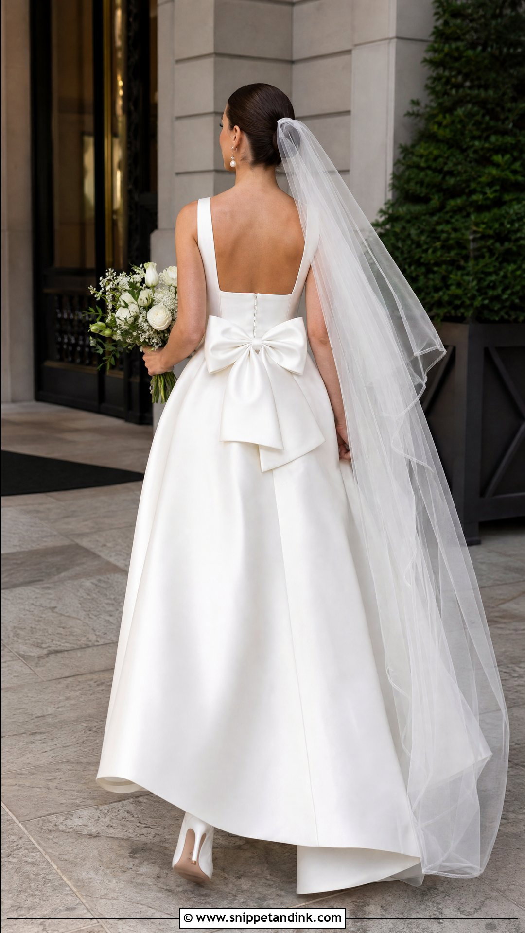 Square Neck Bow Back Wedding Dress - Snippet and Ink - 20 Ribbon Wedding Dress Ideas