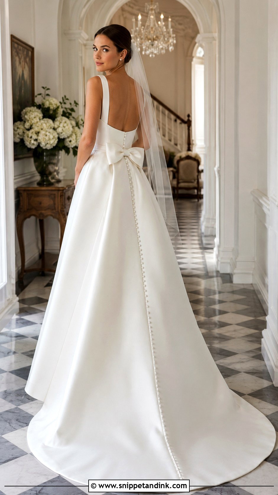 Square Neck Bow Back Wedding Dress - Snippet and Ink - 20 Bow Back Wedding Dress Ideas