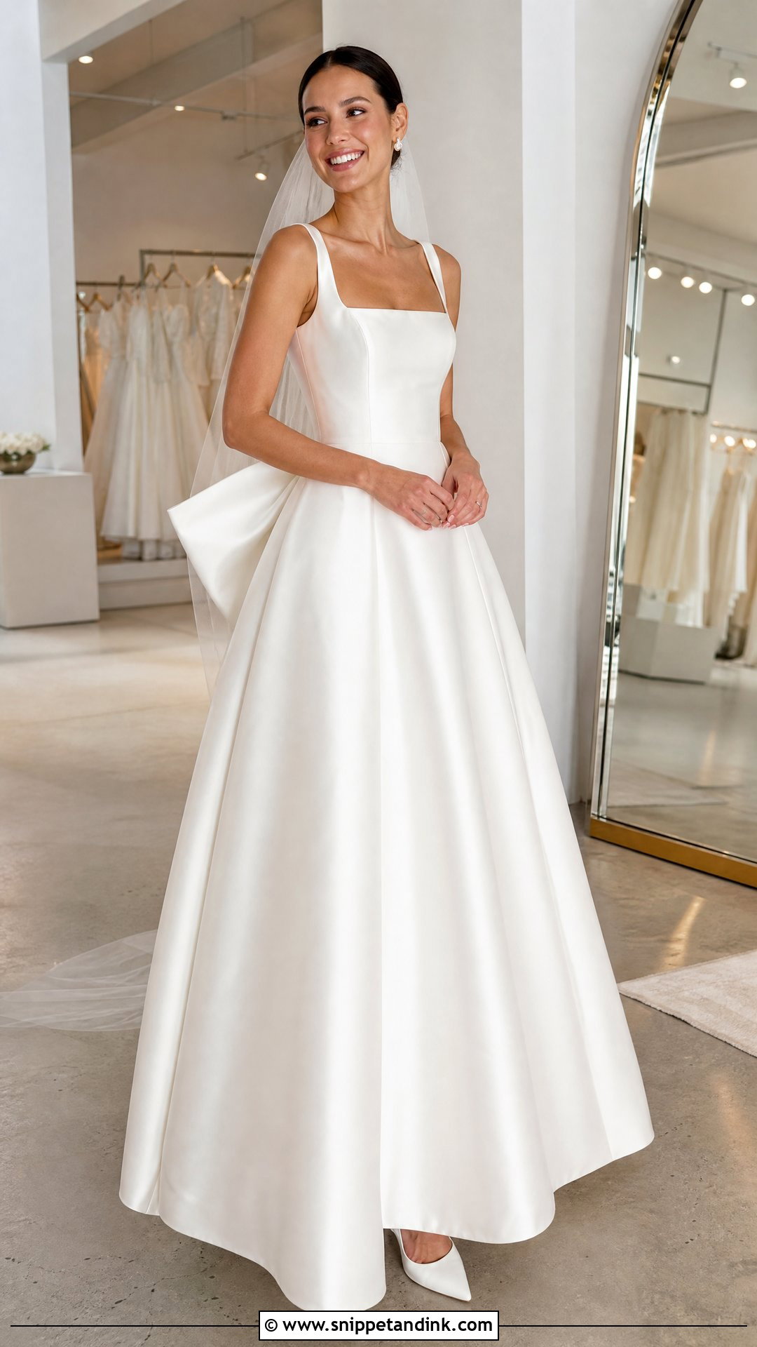 Square Neck Bow Wedding Dress - Snippet and Ink - 25 Bow Wedding Dress Ideas