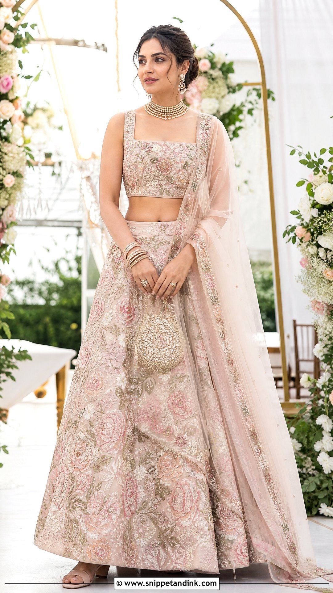 Square Neck Bridal Blouse With Pastel Lehenga - Snippet and Ink - 25 Blouse Design for Bride Ideas