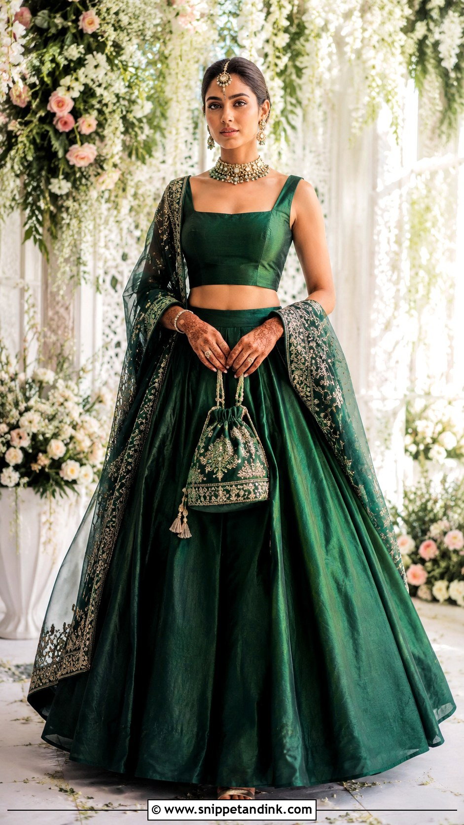 Square Neck Bridal Blouse With Silk Lehenga - Snippet and Ink - 20 Bridal Simple Blouse Designs